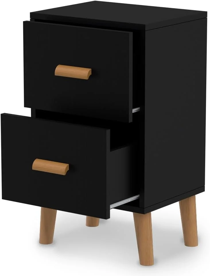 پاتختی چند منظوره مدرن Mahmayi مدل D، میز کنار تختی چوبی با یک/دو کشو، مناسب اتاق نشیمن و اتاق خواب (مشکی، دو کشو) پاتختی چند منظوره مدرن Mahmayi مدل D، میز کنار تختی چوبی با یک/دو کشو، مناسب اتاق نشیمن و اتاق خواب (مشکی، دو کشو)