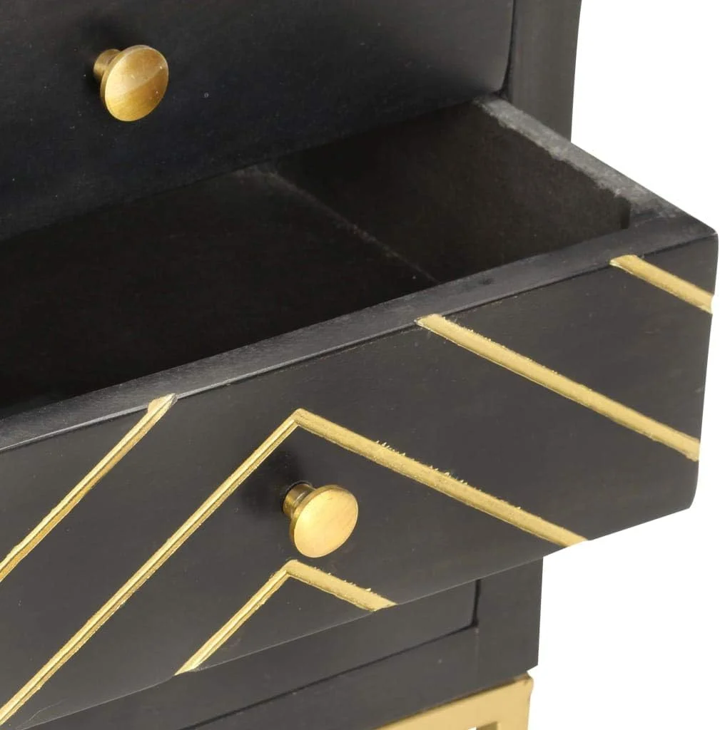 میز کنار تختی Makastle، میز عسلی، میز شب چوبی با 3 کشو، میز کنار تخت برای اتاق خواب، خوابگاه، مونتاژ آسان، چوب مانگوی جامد مشکی و طلایی 40x30x50 سانتی متر میز کنار تختی Makastle، میز عسلی، میز شب چوبی با 3 کشو، میز کنار تخت برای اتاق خواب، خوابگاه، مونتاژ آسان، چوب مانگوی جامد مشکی و طلایی 40x30x50 سانتی متر