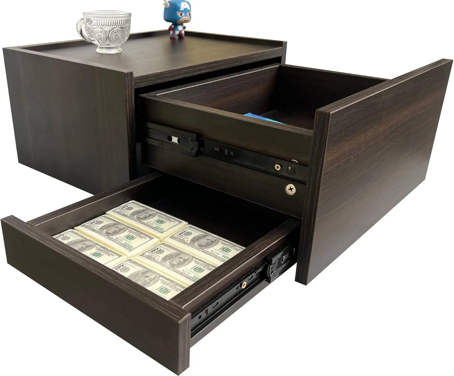 میز پاتختی شناور لیزیپای، نصب دیواری، مبلمان مخفی، میز کنار تختی با کشو، میز کنار تخت آویز (سیاه شب - چپ - بزرگ) میز پاتختی شناور لیزیپای، نصب دیواری، مبلمان مخفی، میز کنار تختی با کشو، میز کنار تخت آویز (سیاه شب - چپ - بزرگ)