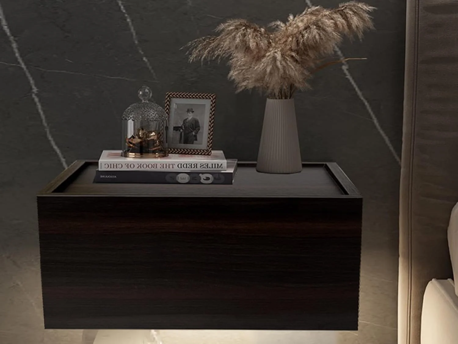 میز پاتختی شناور لیزیپای، نصب دیواری، مبلمان مخفی، میز کنار تختی با کشو، میز کنار تخت آویز (سیاه شب - چپ - بزرگ) میز پاتختی شناور لیزیپای، نصب دیواری، مبلمان مخفی، میز کنار تختی با کشو، میز کنار تخت آویز (سیاه شب - چپ - بزرگ)