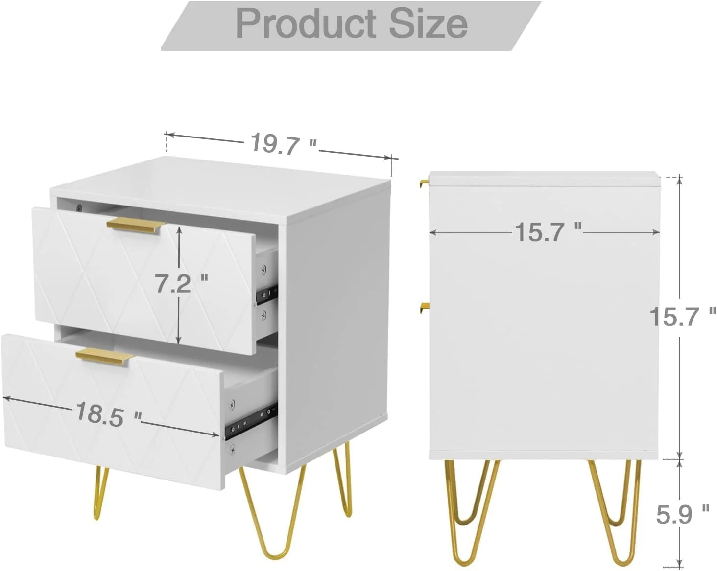 ست 2 عددی میز پاتختی سفید Lepdep، میز کنار تختی دوتایی، میز کنار تخت با 2 کشو، پاتختی دوتایی با پایه های فلزی برای اتاق خواب و اتاق نشیمن ست 2 عددی میز پاتختی سفید Lepdep، میز کنار تختی دوتایی، میز کنار تخت با 2 کشو، پاتختی دوتایی با پایه های فلزی برای اتاق خواب و اتاق نشیمن