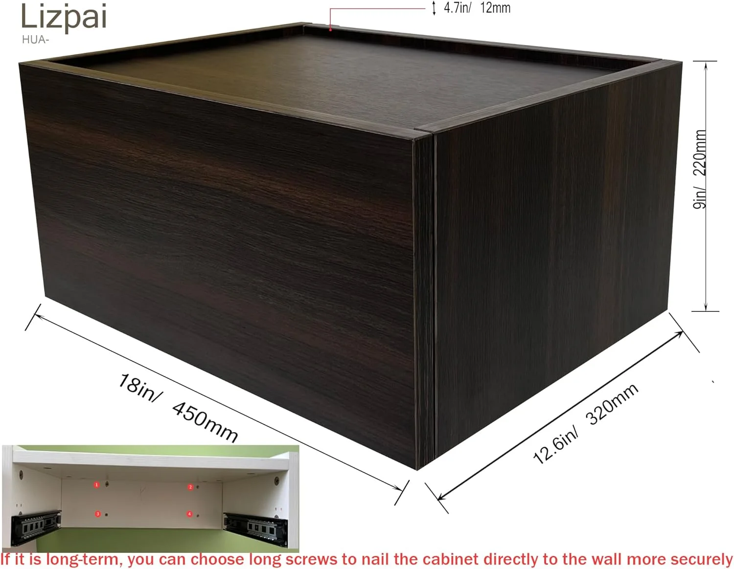 میز پاتختی شناور لیزیپای، نصب دیواری، مبلمان مخفی، میز کنار تختی با کشو، میز کنار تخت آویز (سیاه شب - چپ - بزرگ) میز پاتختی شناور لیزیپای، نصب دیواری، مبلمان مخفی، میز کنار تختی با کشو، میز کنار تخت آویز (سیاه شب - چپ - بزرگ)