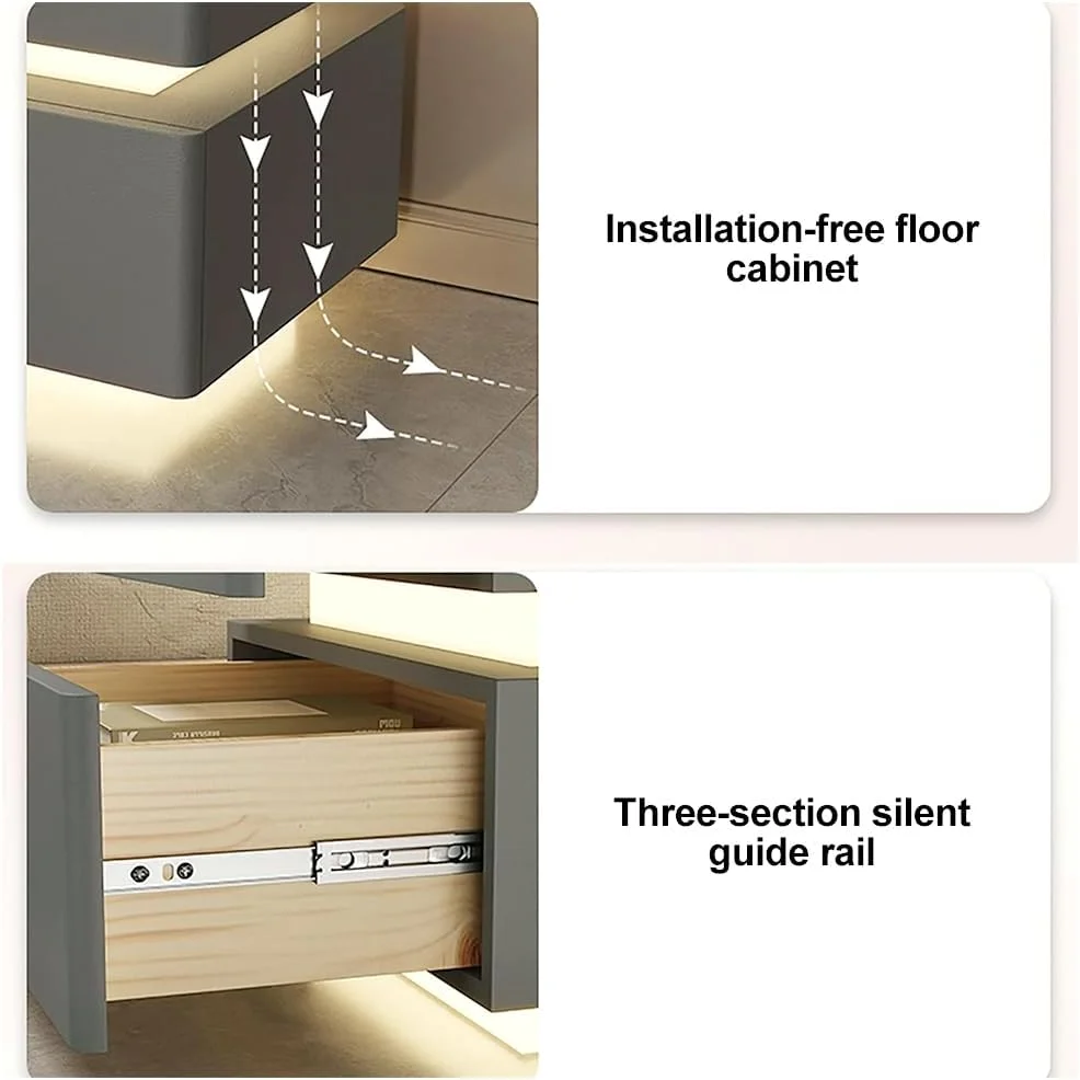 میز کنار تختی JUMEIYP با شارژ هوشمند، میز عسلی دو طبقه، میز کنار تختی چوبی با قفل ترکیبی و نور سه رنگ برای اتاق خواب، اتاق نشیمن، لابی میز کنار تختی JUMEIYP با شارژ هوشمند، میز عسلی دو طبقه، میز کنار تختی چوبی با قفل ترکیبی و نور سه رنگ برای اتاق خواب، اتاق نشیمن، لابی
