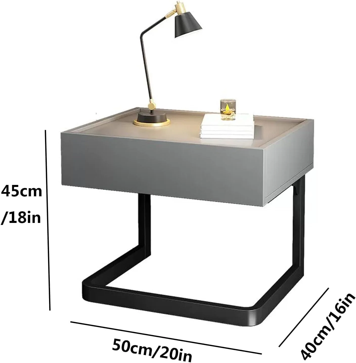 میز کنار تختی JOMILA با 1 کشو، مناسب اتاق خواب، میز آرایش کوچک، میز کنار تخت، میز عسلی (سفید + مشکی)