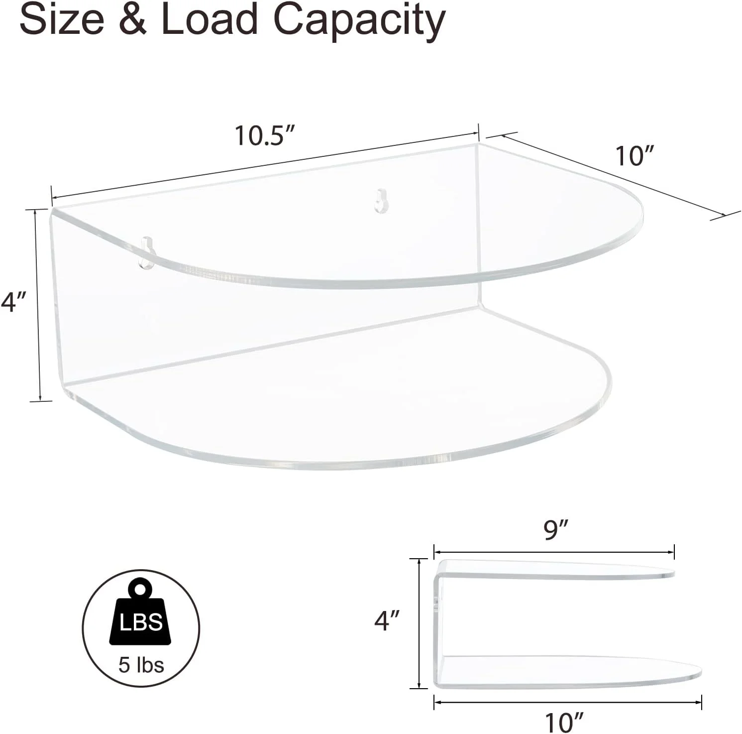 میز کنار تختی شناور آکریلیک HMYHUM برای اتاق خواب، میز کنار تختی دیواری شناور، آویز، شفاف