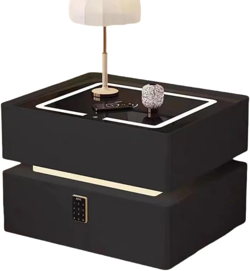 میز کنار تختی GOUSYUN با شارژ هوشمند، میز عسلی 2 طبقه، میز کنار تختی چوبی با قفل ترکیبی و نور سه رنگ برای اتاق خواب، اتاق نشیمن، لابی (مشکی) میز کنار تختی GOUSYUN با شارژ هوشمند، میز عسلی 2 طبقه، میز کنار تختی چوبی با قفل ترکیبی و نور سه رنگ برای اتاق خواب، اتاق نشیمن، لابی (مشکی)