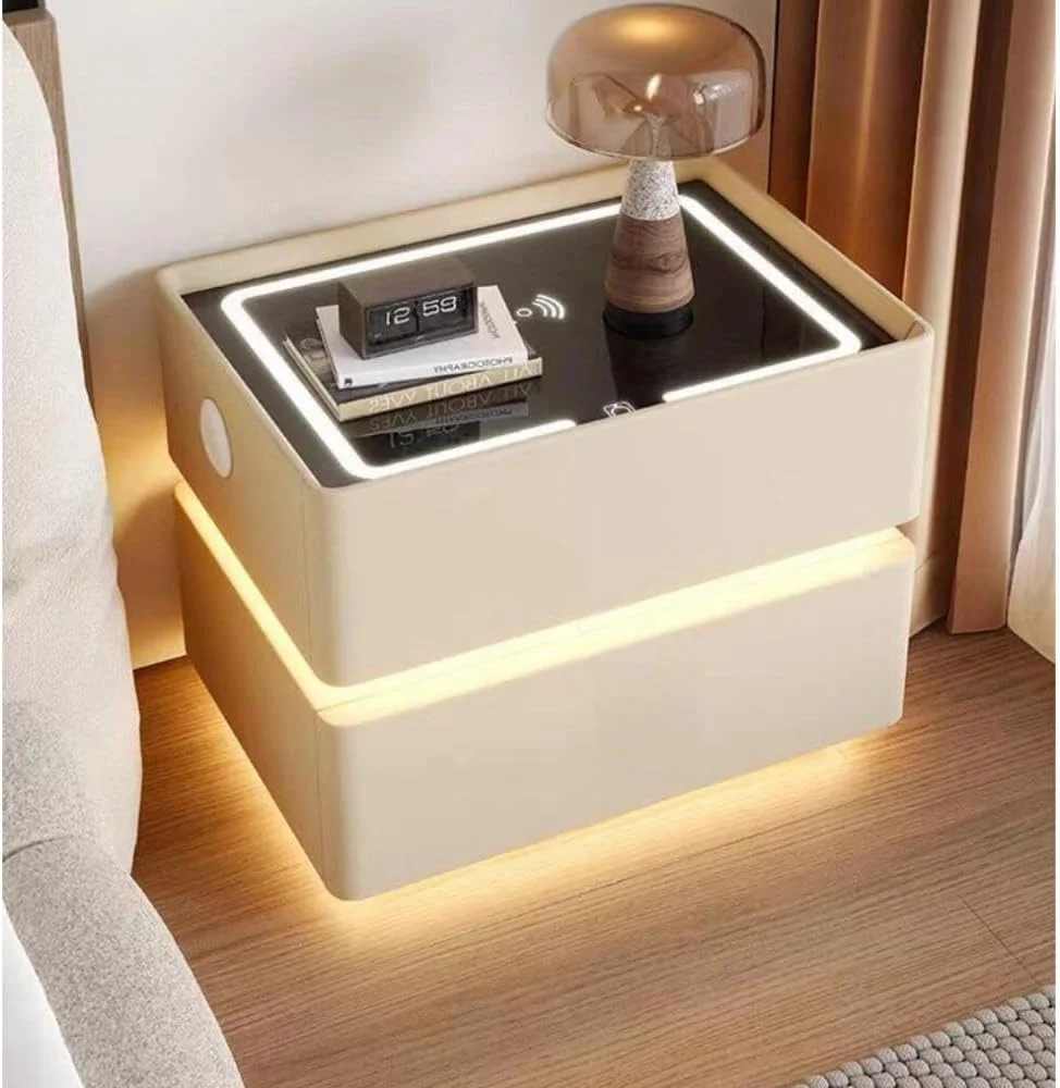 میز پاتختی هوشمند GangQiang، میز کنار تختی 2 طبقه، چراغ سه رنگ با حسگر خودکار، میز کنار تختی چوبی با شارژ بی سیم، دارای رابط USB برای اتاق خواب، اتاق نشیمن، لابی (سفید مایل به کرم) میز پاتختی هوشمند GangQiang، میز کنار تختی 2 طبقه، چراغ سه رنگ با حسگر خودکار، میز کنار تختی چوبی با شارژ بی سیم، دارای رابط USB برای اتاق خواب، اتاق نشیمن، لابی (سفید مایل به کرم)