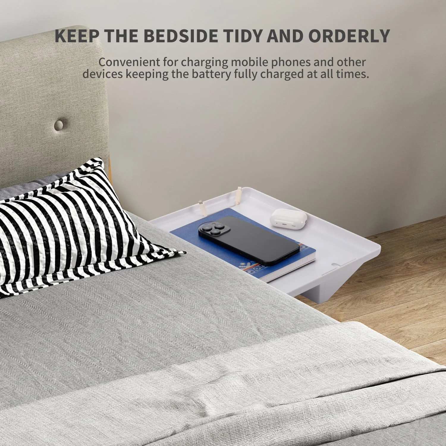 شلف کنار تختی، پاتختی شناور گیره ای مدرن و سینی شلف تخت خواب اتاق خواب، متصل به تخت های دو طبقه، قابل جابجایی، برای خانه، آپارتمان، خوابگاه یا RV (به استثنای لوازم جانبی روی قفسه های کنار تخت) (سفید) شلف کنار تختی، پاتختی شناور گیره ای مدرن و سینی شلف تخت خواب اتاق خواب، متصل به تخت های دو طبقه، قابل جابجایی، برای خانه، آپارتمان، خوابگاه یا RV (به استثنای لوازم جانبی روی قفسه های کنار تخت) (سفید)