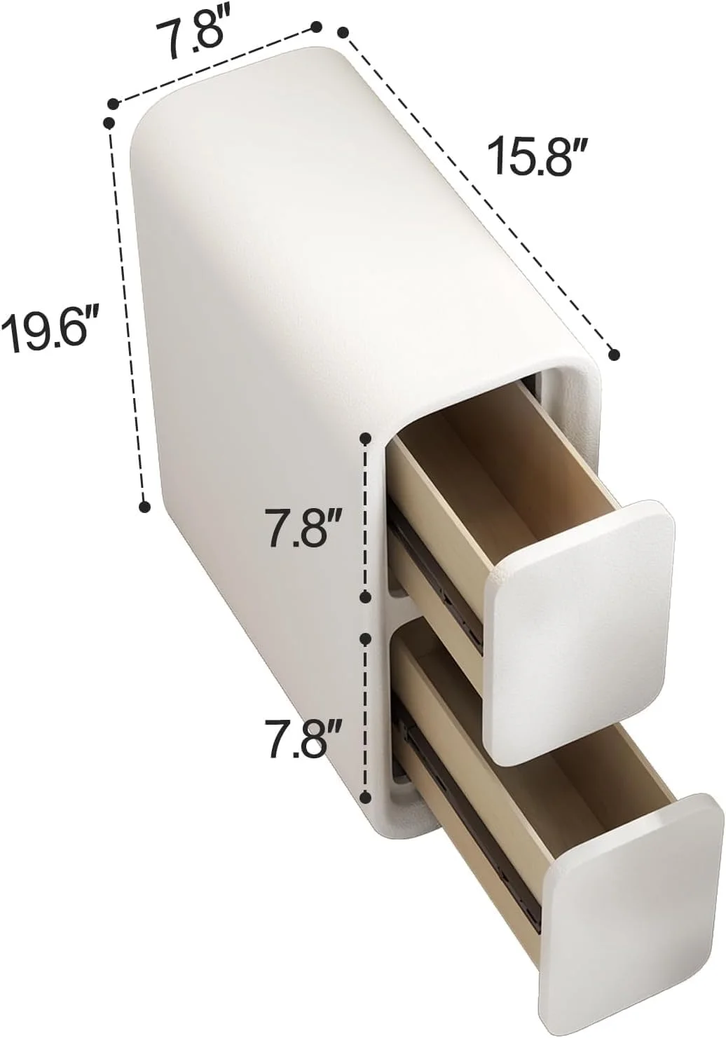 پاتختی باریک مدل FC22 با کشو - پاتختی چوبی با سطح چرمی، میز کنار تختی کوچک سفید برای اتاق خواب پاتختی باریک مدل FC22 با کشو - پاتختی چوبی با سطح چرمی، میز کنار تختی کوچک سفید برای اتاق خواب
