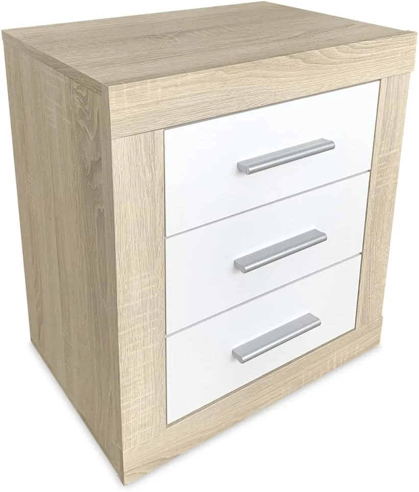 میز کنار تختی آنلاین Duérmete مدل Cambria و سفید به سبک نوردیک با 3 کشو | طراحی کاربردی و شیک | رنگ ها، چوب، 50 سانتی متر (عرض) x 60.5 سانتی متر (ارتفاع) x 34.5 سانتی متر (عمق) میز کنار تختی آنلاین Duérmete مدل Cambria و سفید به سبک نوردیک با 3 کشو | طراحی کاربردی و شیک | رنگ ها، چوب، 50 سانتی متر (عرض) x 60.5 سانتی متر (ارتفاع) x 34.5 سانتی متر (عمق)