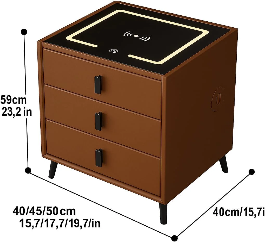 میز پاتختی هوشمند امارات لیوینگ با شارژر بیسیم، پورتهای USB، اسپیکر بلوتوث، میز کنار تختی مدرن با 3 کشو، نورپردازی LED 3 رنگ قابل تنظیم | میز کنار مبلی اتاق خواب و نشیمن | قهوه ای میز پاتختی هوشمند امارات لیوینگ با شارژر بیسیم، پورتهای USB، اسپیکر بلوتوث، میز کنار تختی مدرن با 3 کشو، نورپردازی LED 3 رنگ قابل تنظیم | میز کنار مبلی اتاق خواب و نشیمن | قهوه ای