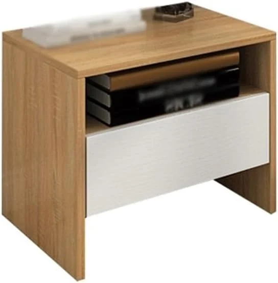 میز کنار تختی منظم با رنگ سفید + چوب، کابینت ذخیره سازی با یک کشو + محفظه جامد برای اتاق نشیمن، اتاق خواب، مطالعه أثاث میز کنار تختی منظم با رنگ سفید + چوب، کابینت ذخیره سازی با یک کشو + محفظه جامد برای اتاق نشیمن، اتاق خواب، مطالعه أثاث