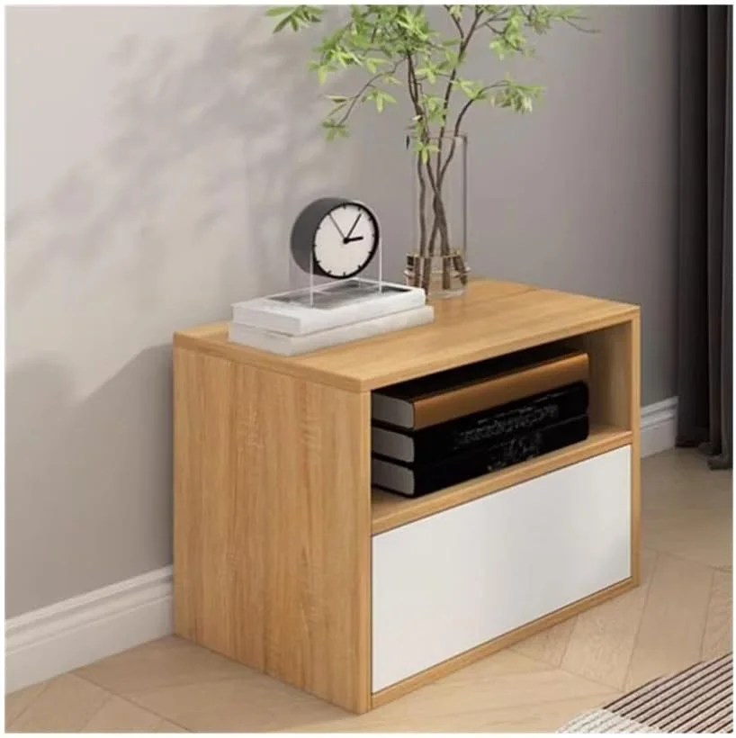 میز کنار تختی منظم با دو کشو و فضای ذخیره سازی چوبی برای اتاق نشیمن، اتاق خواب، اتاق مطالعه میز کنار تختی منظم با دو کشو و فضای ذخیره سازی چوبی برای اتاق نشیمن، اتاق خواب، اتاق مطالعه