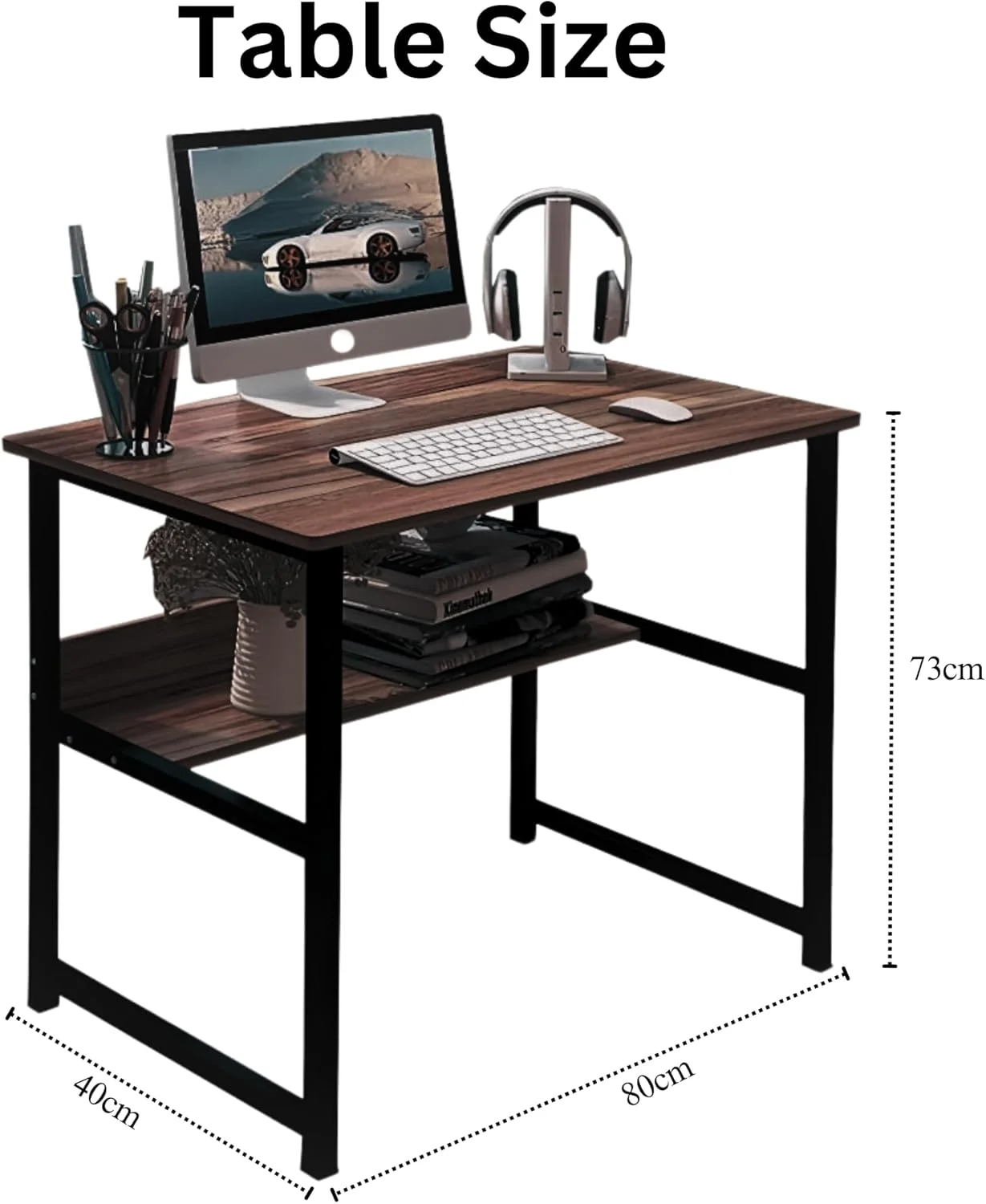 میز لپ تاپ BaytBox، میز کامپیوتر 80x40 با قفسه کتاب، ایده آل برای مطالعه، خانه، دفتر و اتاق خواب (قهوه ای) میز لپ تاپ BaytBox، میز کامپیوتر 80x40 با قفسه کتاب، ایده آل برای مطالعه، خانه، دفتر و اتاق خواب (قهوه ای)