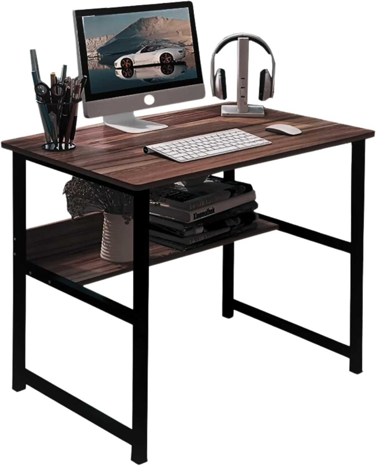 میز لپ تاپ BaytBox، میز کامپیوتر 80x40 با قفسه کتاب، ایده آل برای مطالعه، خانه، دفتر و اتاق خواب (قهوه ای) میز لپ تاپ BaytBox، میز کامپیوتر 80x40 با قفسه کتاب، ایده آل برای مطالعه، خانه، دفتر و اتاق خواب (قهوه ای)