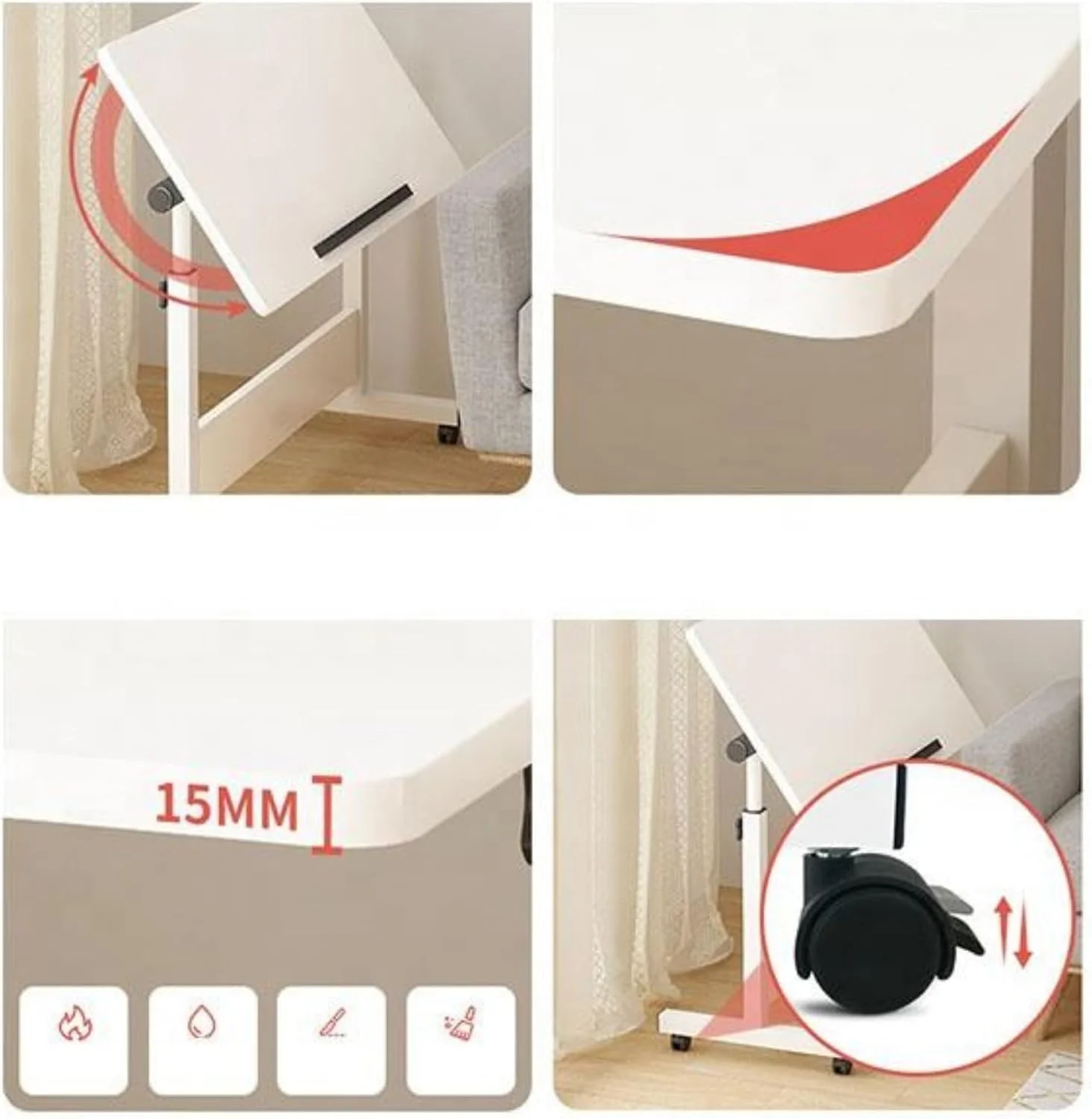 میز لپ تاپ Baytbox ابعاد 80x40 سانتی متر، میز کامپیوتر با قابلیت تنظیم ارتفاع تا 90 سانتی متر، میز کار قابل حمل برای منزل و میز مطالعه برای اتاق خواب و نشیمن (مشکی TL)