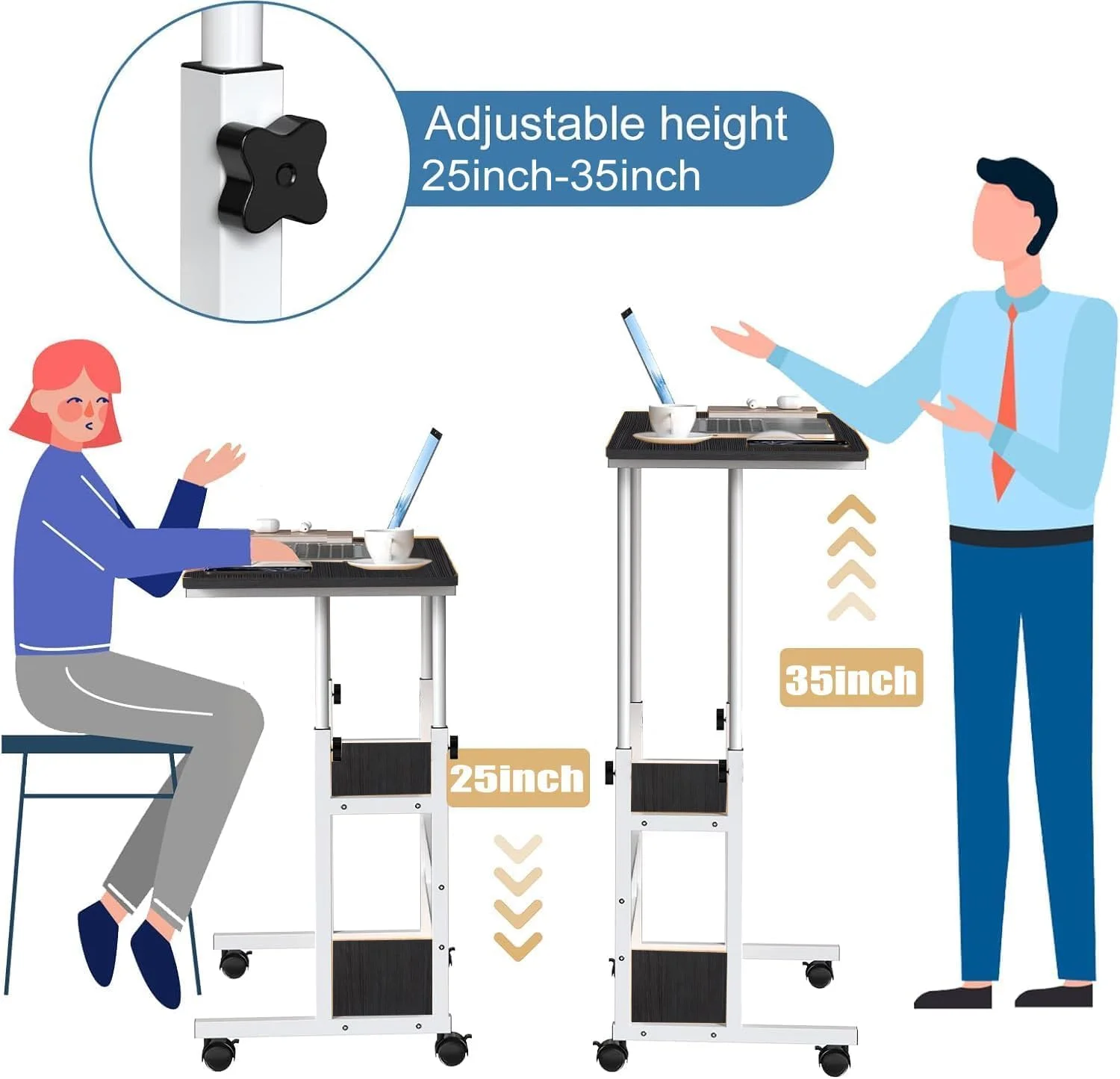میز ایستاده موبایل AUTOYSUR، میز لپ تاپ با ارتفاع قابل تنظیم به همراه قفسه، میز ایستاده چرخ دار با سینی صفحه کلید کشویی، میز مطالعه برای اتاق خواب، آپارتمان، میز کار خانگی 15.7 * 31.5 اینچ (مشکی) میز ایستاده موبایل AUTOYSUR، میز لپ تاپ با ارتفاع قابل تنظیم به همراه قفسه، میز ایستاده چرخ دار با سینی صفحه کلید کشویی، میز مطالعه برای اتاق خواب، آپارتمان، میز کار خانگی 15.7 * 31.5 اینچ (مشکی)