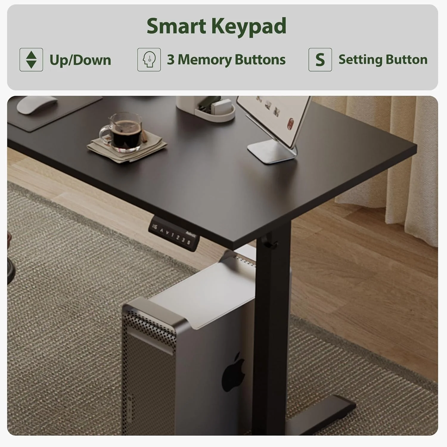 میز ایستاده برقی گوشه ای L شکل Agilestic با قابلیت تنظیم ارتفاع، میز کامپیوتر ایستاده/نشسته با ابعاد 160x140 سانتی متر، میز بازی، رنگ مشکی