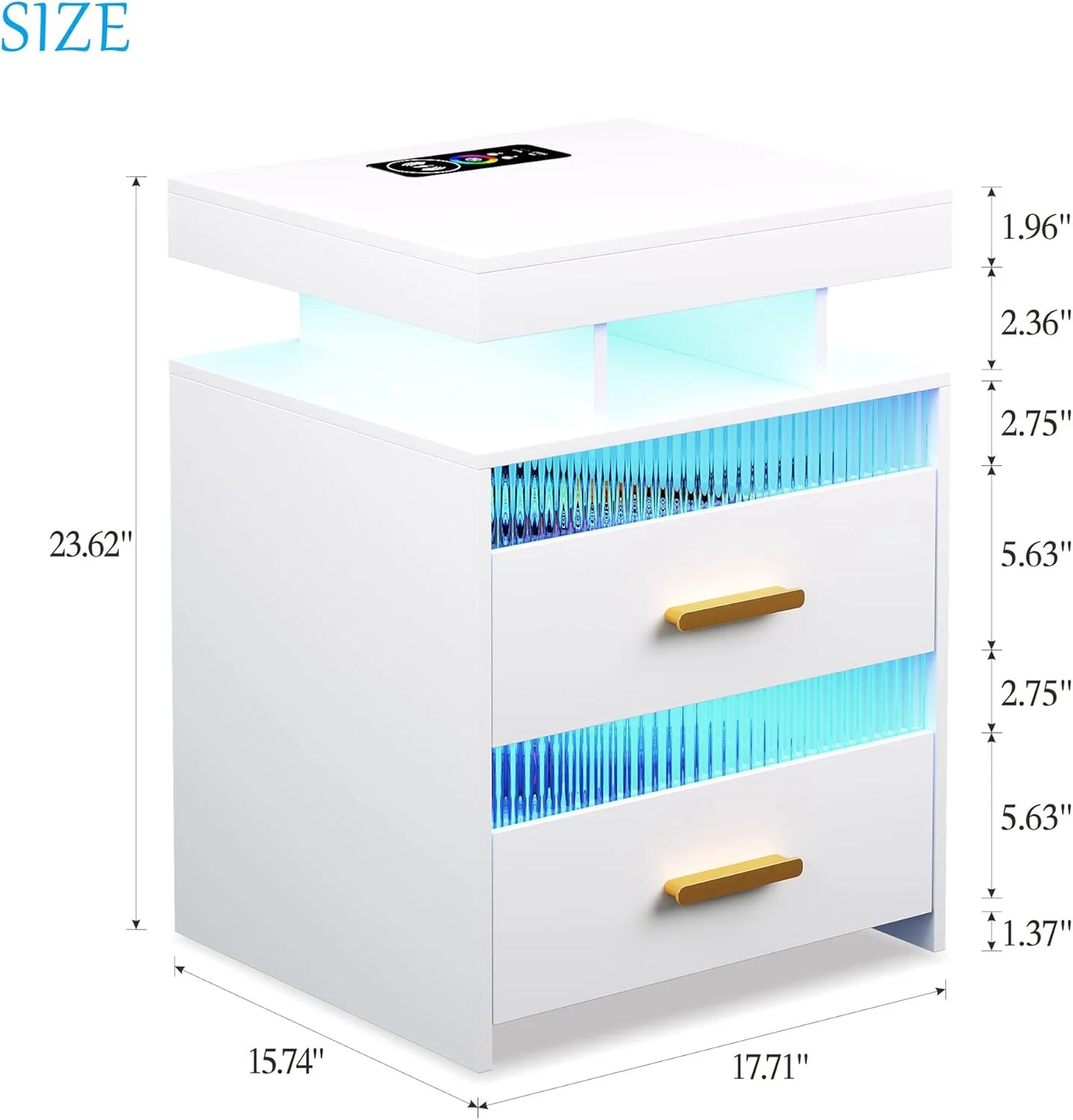 میز کنار تختی دیستلر با ایستگاه شارژ: میز کنار تخت LED با 2 کشو و قفسه ذخیره سازی باز، میز انتهایی هوشمند با چراغ حسگر انسانی، مبلمان مدرن اتاق خواب، سفید میز کنار تختی دیستلر با ایستگاه شارژ: میز کنار تخت LED با 2 کشو و قفسه ذخیره سازی باز، میز انتهایی هوشمند با چراغ حسگر انسانی، مبلمان مدرن اتاق خواب، سفید