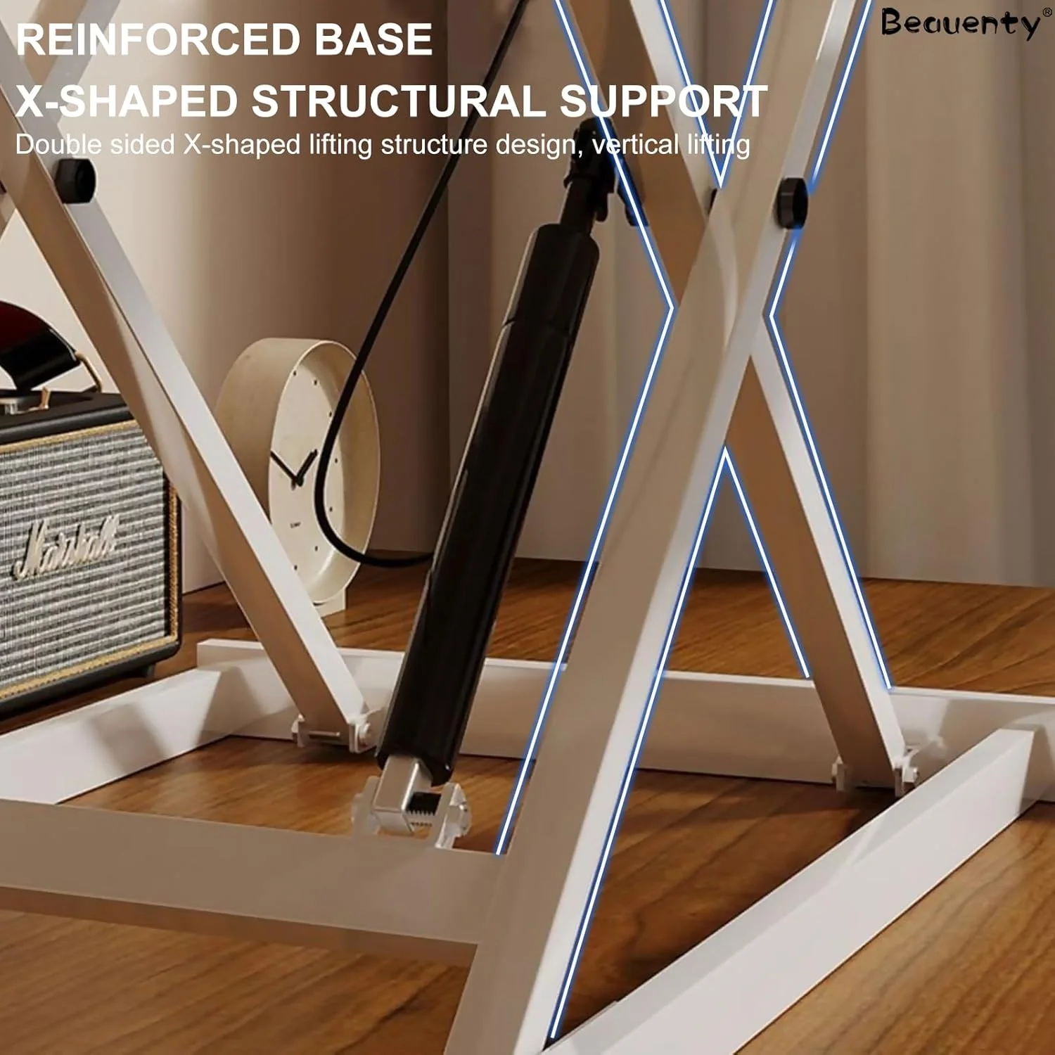 تبدیل کننده میز ایستاده قابل تنظیم ارتفاع Beauenty، میز کار دو طبقه ایستاده/نشسته 80 * 40 سانتی متر با صفحه کلید برای پایه مانیتور لپ تاپ، پایه رومیزی ایستاده با فنر گازی (سفید) تبدیل کننده میز ایستاده قابل تنظیم ارتفاع Beauenty، میز کار دو طبقه ایستاده/نشسته 80 * 40 سانتی متر با صفحه کلید برای پایه مانیتور لپ تاپ، پایه رومیزی ایستاده با فنر گازی (سفید)