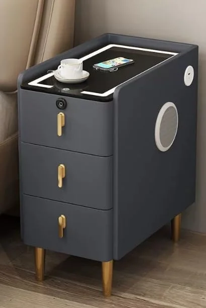 میز کنار تختی مشکی با ۳ کشو، دارای ایستگاه شارژ بیسیم و چراغهای LED، میز کنار تخت با فضای ذخیرهسازی باز، کابینت ذخیرهسازی کنار تخت برای اتاق خواب، مشکی میز کنار تختی مشکی با ۳ کشو، دارای ایستگاه شارژ بیسیم و چراغهای LED، میز کنار تخت با فضای ذخیرهسازی باز، کابینت ذخیرهسازی کنار تخت برای اتاق خواب، مشکی