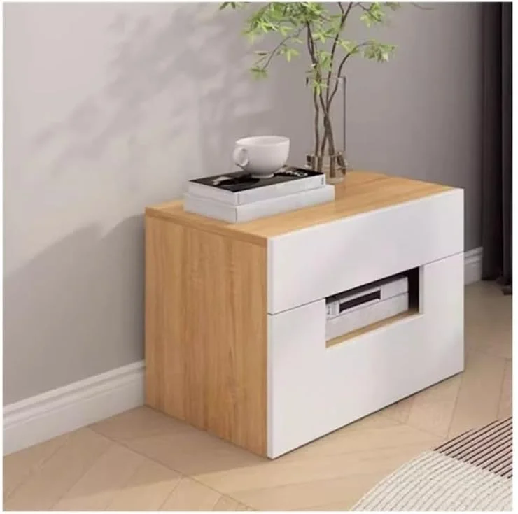 میز کنار تختی منظم با رنگ سفید + کابینت ذخیره سازی چوبی با دو کشو، مناسب برای اتاق نشیمن، اتاق خواب، اتاق مطالعه أثاث میز کنار تختی منظم با رنگ سفید + کابینت ذخیره سازی چوبی با دو کشو، مناسب برای اتاق نشیمن، اتاق خواب، اتاق مطالعه أثاث