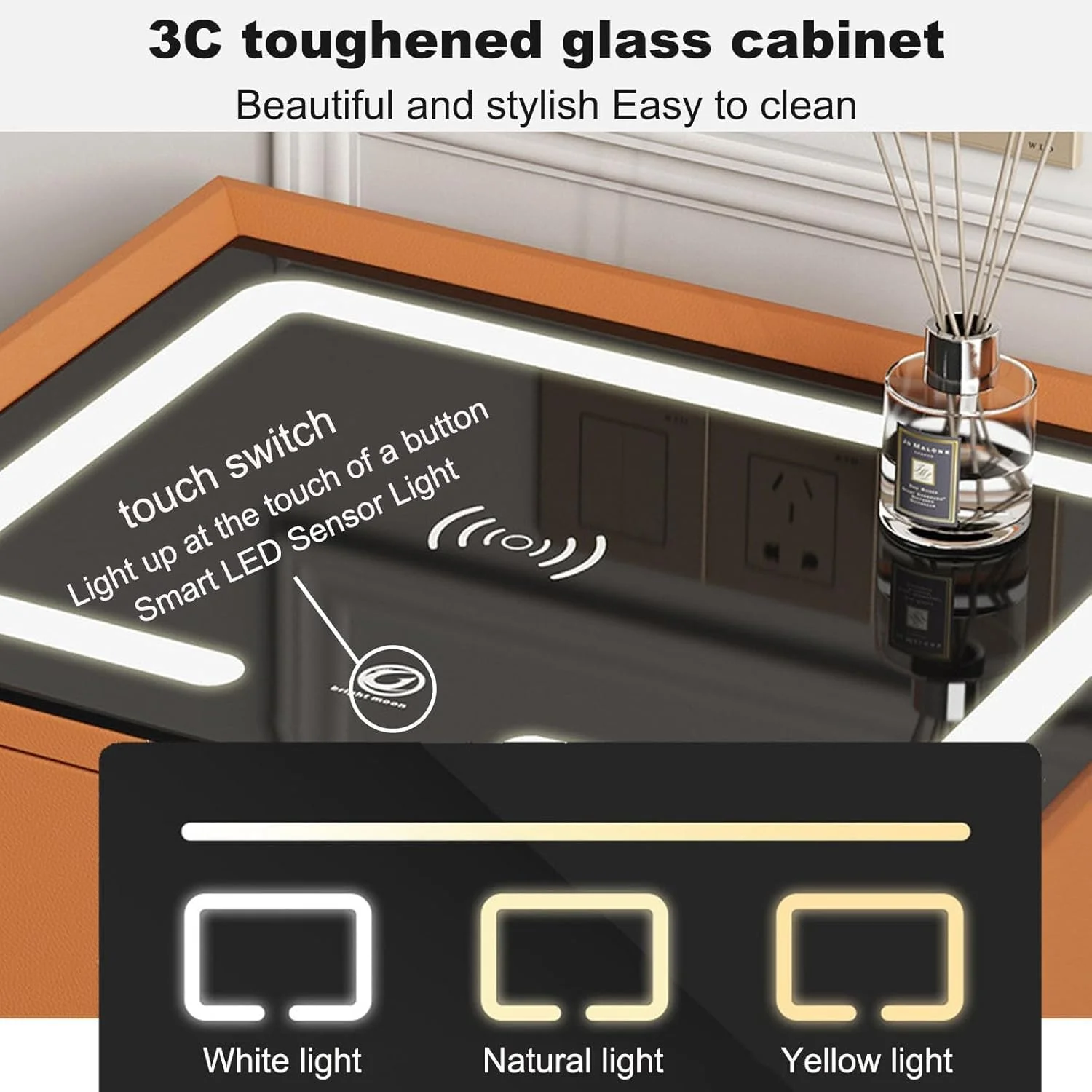 میز کنار تختی مشکی با ۳ کشو، دارای ایستگاه شارژ بیسیم و چراغهای LED، میز کنار تخت با فضای ذخیرهسازی باز، کابینت ذخیرهسازی کنار تخت برای اتاق خواب، مشکی میز کنار تختی مشکی با ۳ کشو، دارای ایستگاه شارژ بیسیم و چراغهای LED، میز کنار تخت با فضای ذخیرهسازی باز، کابینت ذخیرهسازی کنار تخت برای اتاق خواب، مشکی