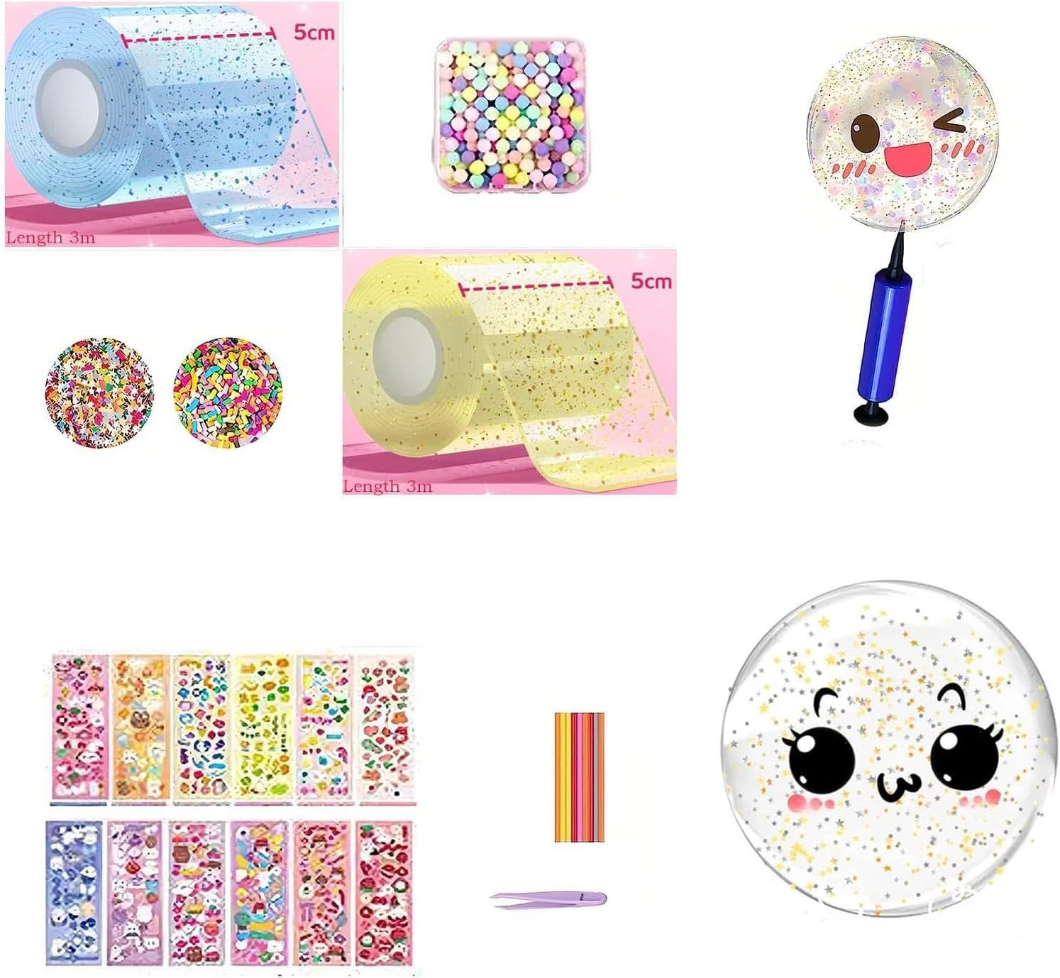 مجموعه حباب نواری نانو چند رنگ SAHENITEANA، نوار دو طرفه، حباب های جادویی پلاستیکی، بادکنک، لوازم مهمانی، اسباب بازی های صنایع دستی DIY برای دختران، کودکان و بزرگسالان