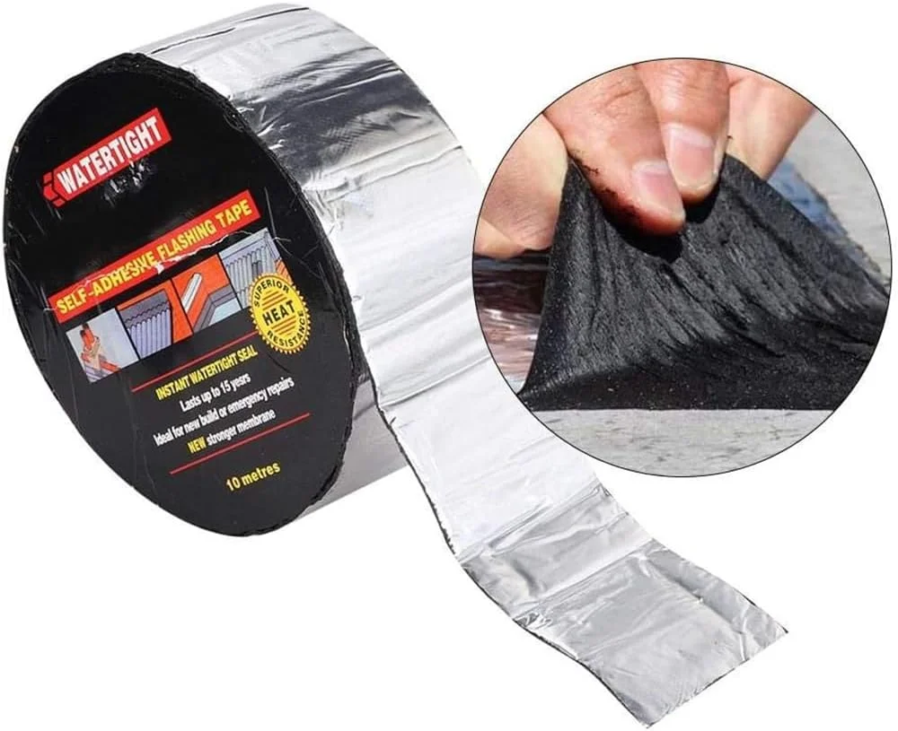 نوار بوتیل ضد آب روبیک، عرض 50 میلی متر در طول 10 متر، نوار مهر و موم فویل آلومینیومی خود چسب مقاوم در برابر حرارت برای ساخت و سازهای جدید یا تعمیرات نشتی