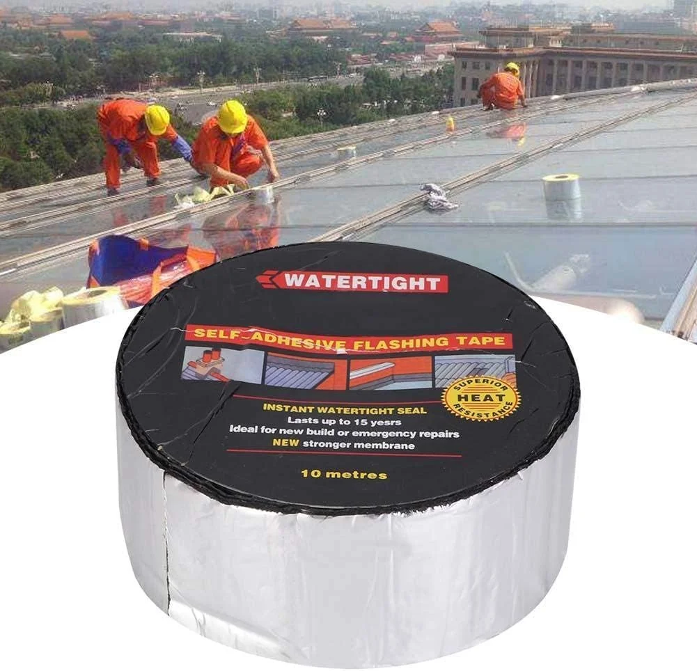 نوار بوتیل ضد آب روبیک، عرض 50 میلی متر در طول 10 متر، نوار مهر و موم فویل آلومینیومی خود چسب مقاوم در برابر حرارت برای ساخت و سازهای جدید یا تعمیرات نشتی