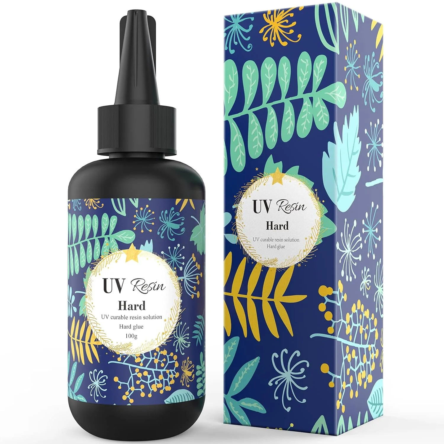رزین UV - چسب سخت شفاف کریستالی 100 گرمی، رزین اپوکسی پخت فرابنفش برای ساخت جواهرات DIY، تزئین صنایع دستی، رزین فعال شده با نور خورشید شفاف برای قالب رزین، ریخته گری و پوشش