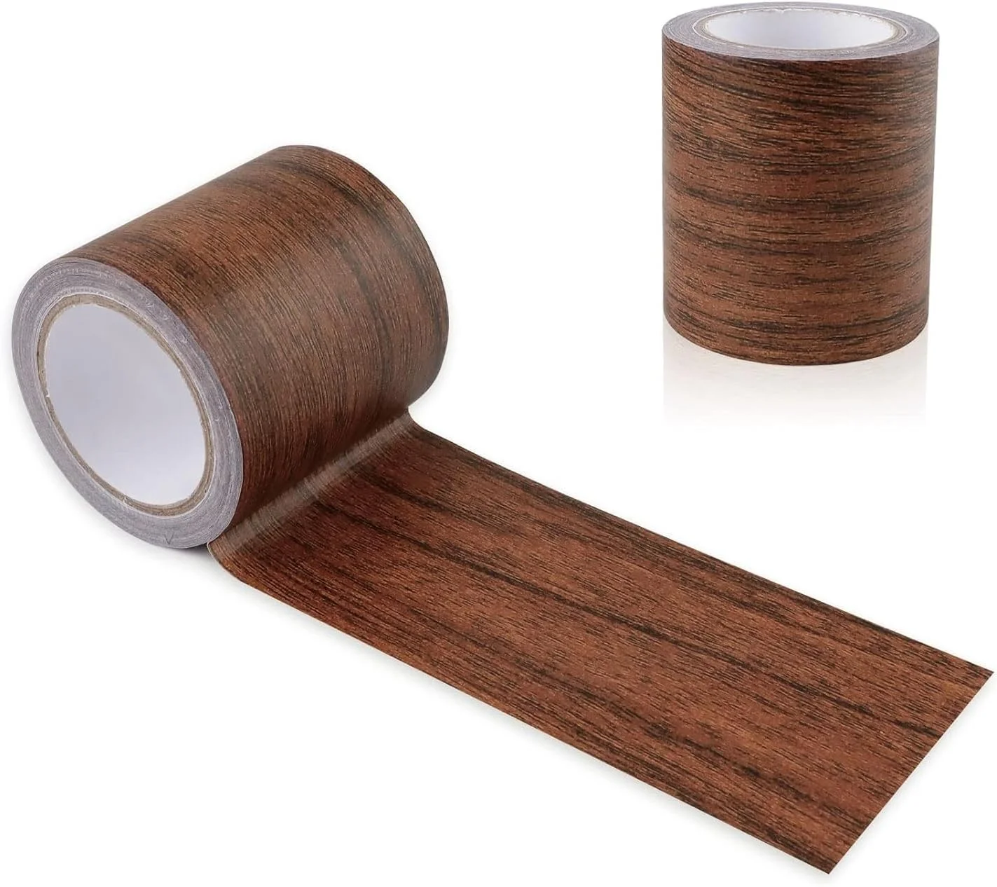 2 رول نوار تعمیر طرح چوب - نوار خود چسب بافت چوب قهوه ای تیره 5.7 سانتی متر در 4.57 متر برای مبلمان، دیوارها، کف، درها، میزها و صندلی ها، چسبندگی قوی برای تعمیر دکوراسیون منزل