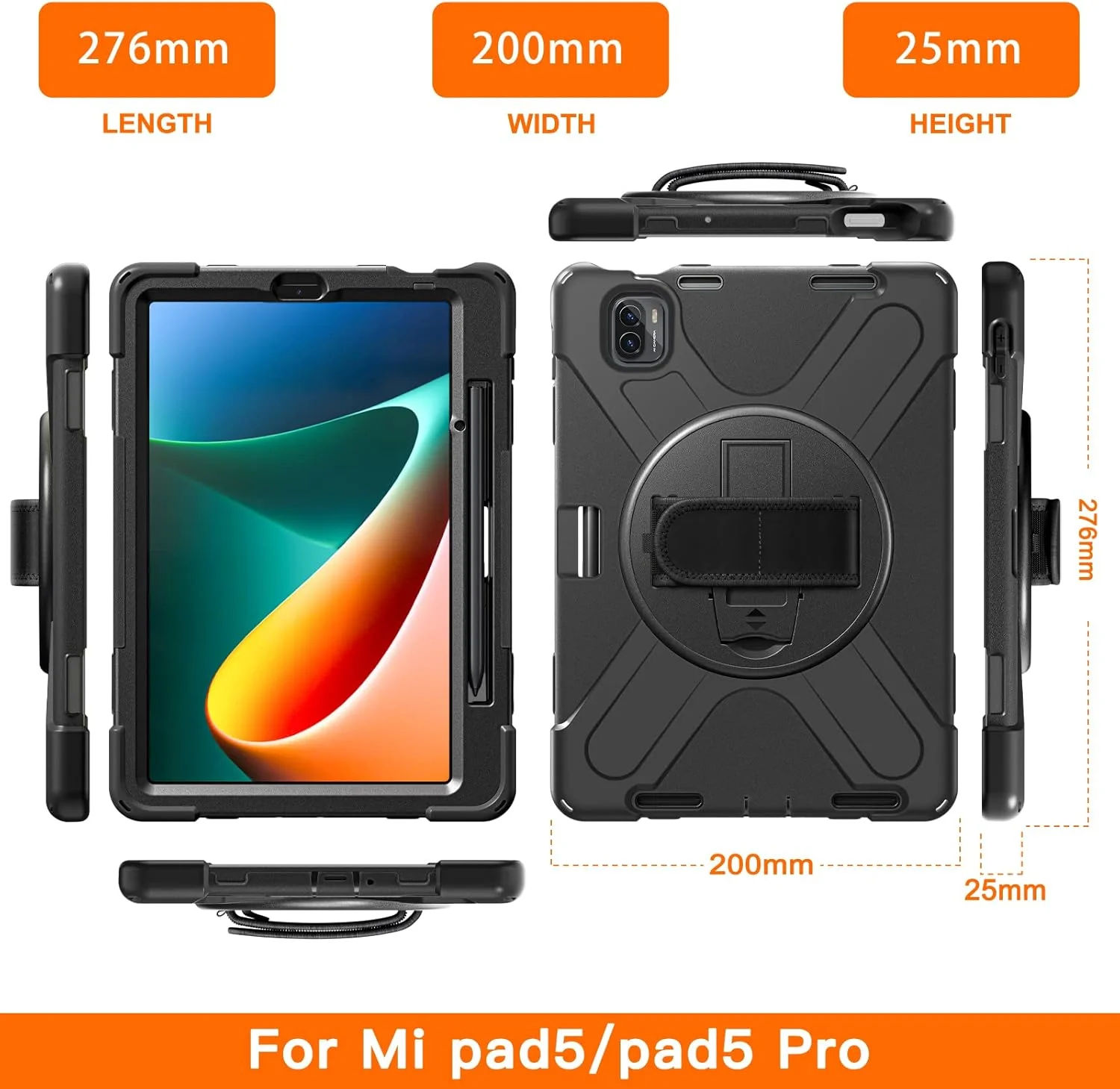 کاور YHFZR برای شیائومی Mi Pad 5/5 Pro 11 اینچ، چرخش 360 درجه با استند، بند دستی و بند شانه، کاور محافظ ضد ضربه سنگین هیبریدی برای شیائومی Mi Pad 5/5 Pro 11 اینچ، مشکی کاور YHFZR برای شیائومی Mi Pad 5/5 Pro 11 اینچ، چرخش 360 درجه با استند، بند دستی و بند شانه، کاور محافظ ضد ضربه سنگین هیبریدی برای شیائومی Mi Pad 5/5 Pro 11 اینچ، مشکی