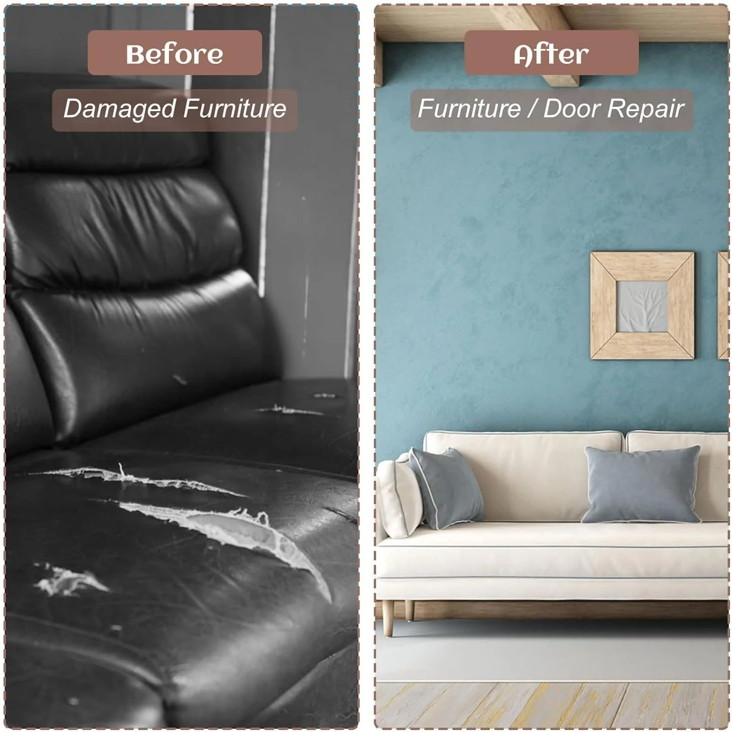 2 رول نوار تعمیر طرح چوب - نوار خود چسب بافت چوب قهوه ای تیره 5.7 سانتی متر در 4.57 متر برای مبلمان، دیوارها، کف، درها، میزها و صندلی ها، چسبندگی قوی برای تعمیر دکوراسیون منزل