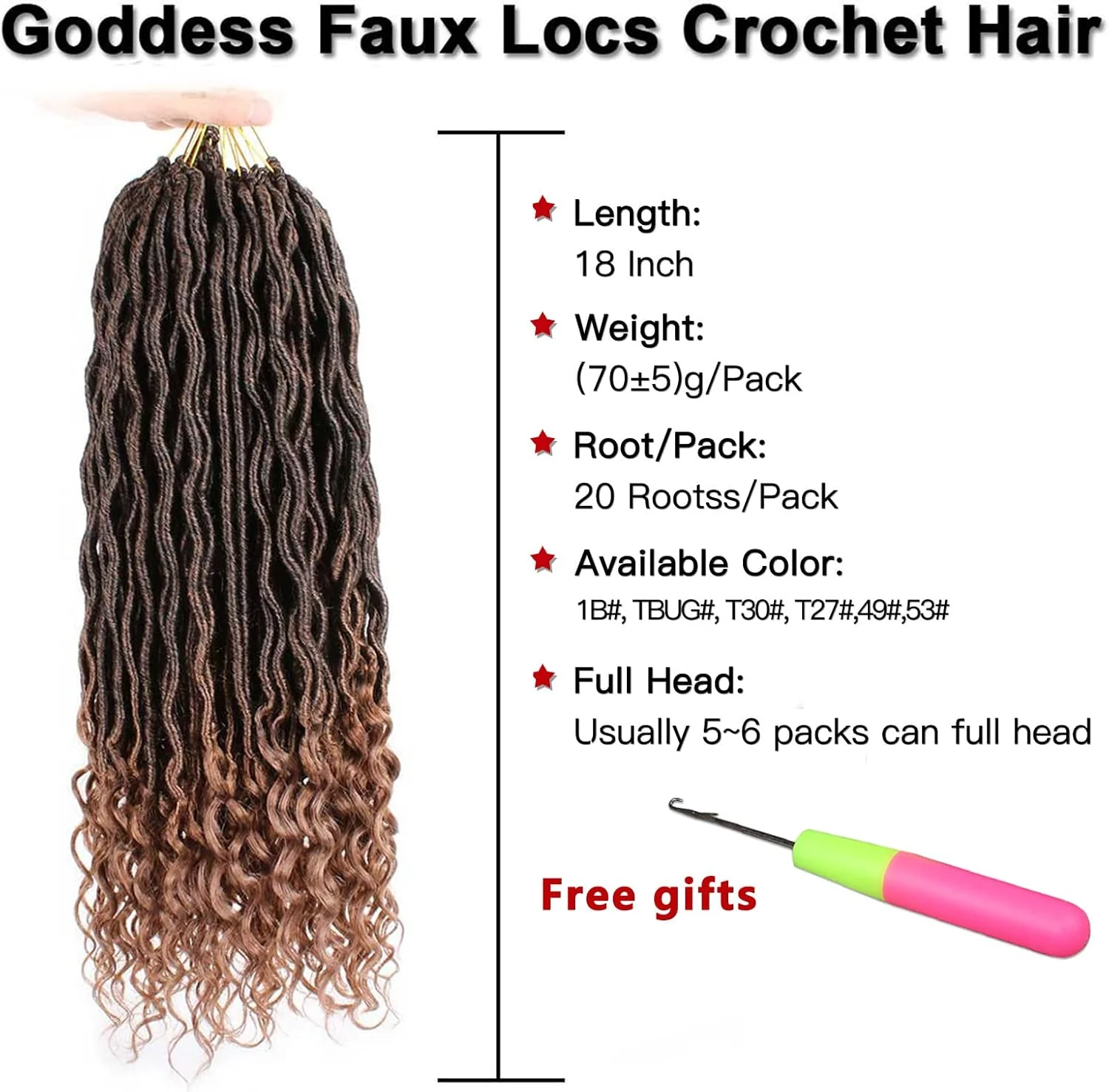 اکستنشن مو بافت کروشه ای Xtrend مدل Faux Locs، سایز 18 اینچ، 6 بسته، موی بافته مصنوعی فرفری، موی بافت Faux locs، بافت آفریقایی نرم Dread Dreadlocks، 20 ریشه در هر بسته، رنگ T30# مناسب بانوان
