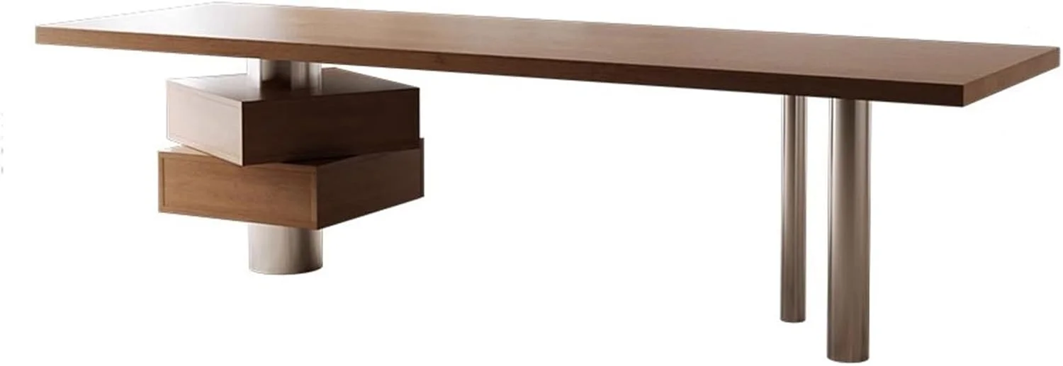 میز کامپیوتر، میز اجرایی مدرن با کشو، میز تحریر پهن چوب درخت زبان گنجشک، ایستگاه کاری کامپیوتر با پورت های شارژ (L)