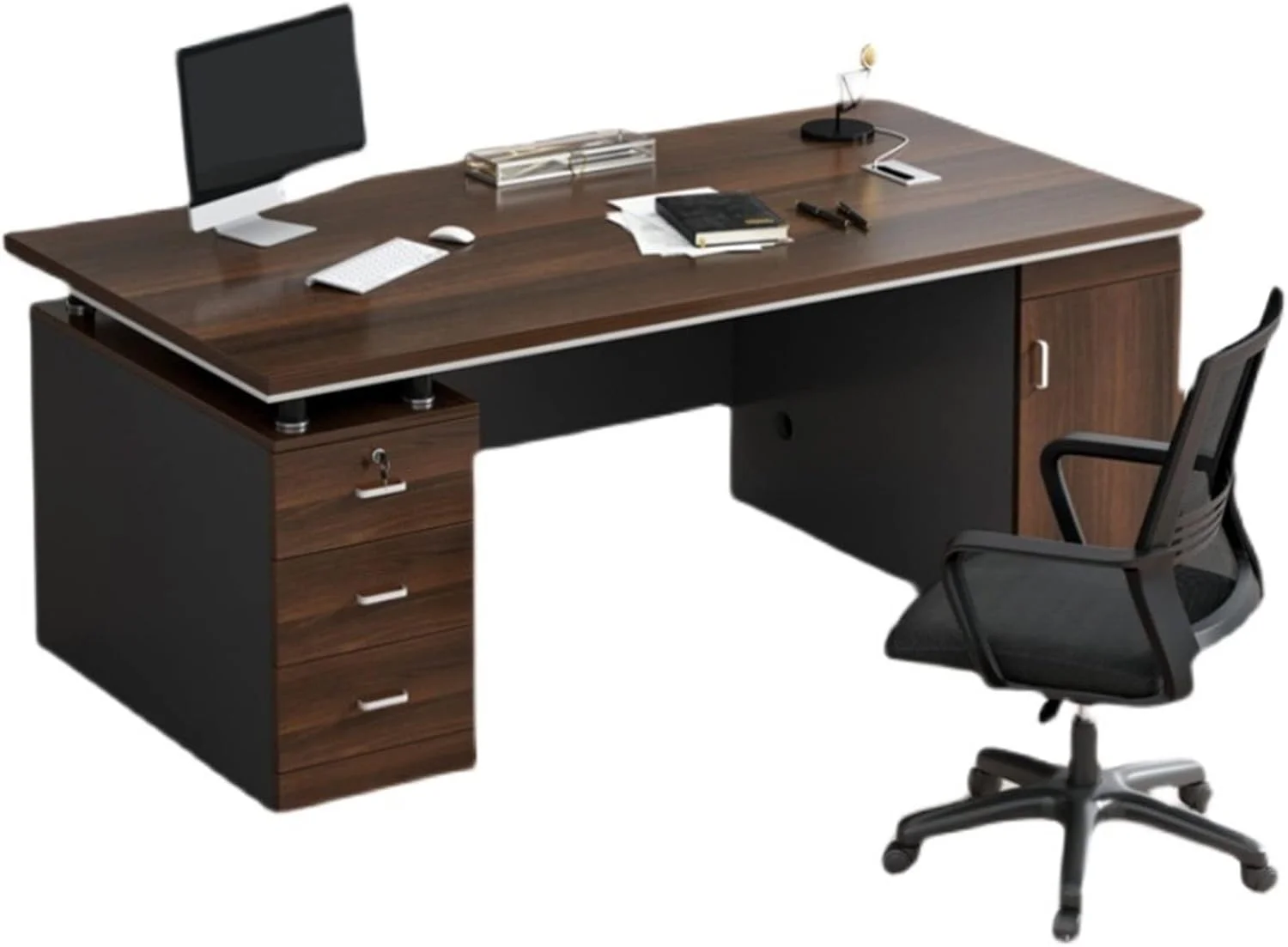 میز کار ZKSKOX، میز کامپیوتر عریض شده، ست میز و صندلی دوبل اداری، مناسب منزل و دانشجو