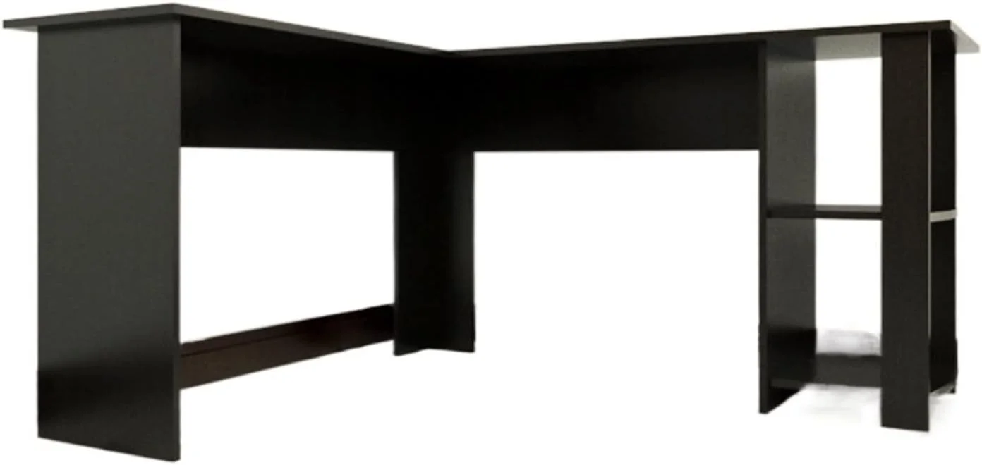 میز کار ZKSKOX، میز کامپیوتر، مناسب برای دفتر کار خانگی، گوشه، اتاق خواب مشکی، ساده