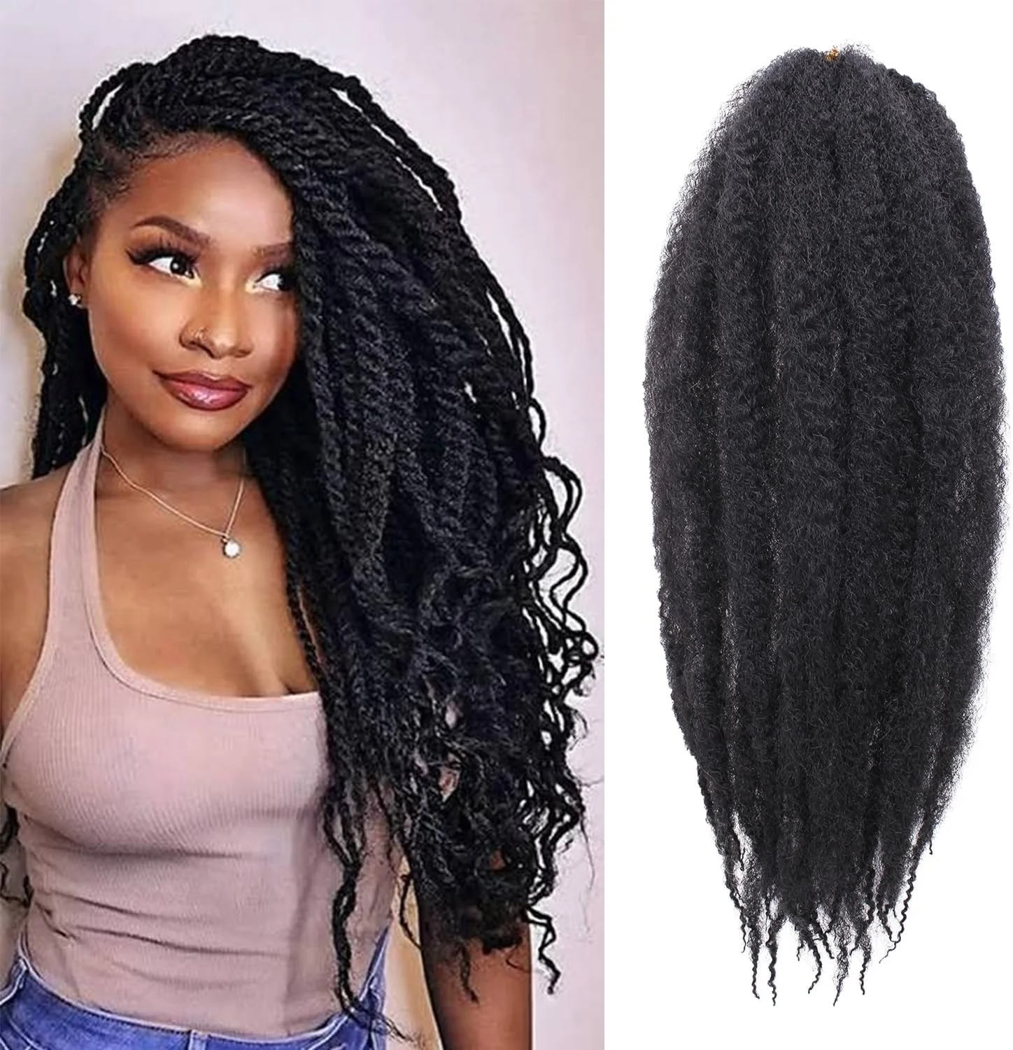 موهای بافت مدل آفریقایی Mscat Marley Twist، 18 اینچ، موهای بلند مدل Twist، 8 بسته موی بافت قلاب بافی فرفری آفریقایی، اکستنشن موی مصنوعی Marley (18 اینچ، 8 بسته، 1B)