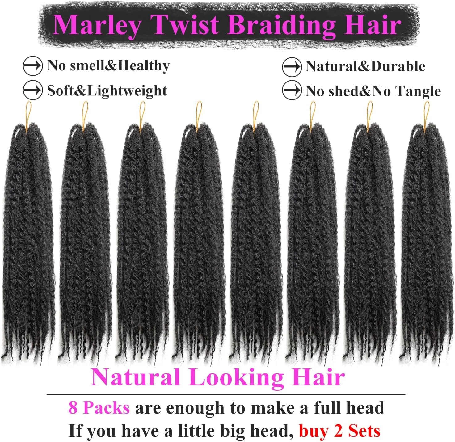 مو بافت مارلی تویست 45 سانتیمتر 8 بسته - موی بافت کوبایی نرم و بدون گره، اکستنشن موی آفریقایی فنری بادوام و مصنوعی با ظاهر طبیعی (1B) مو بافت مارلی تویست 45 سانتیمتر 8 بسته - موی بافت کوبایی نرم و بدون گره، اکستنشن موی آفریقایی فنری بادوام و مصنوعی با ظاهر طبیعی (1B)