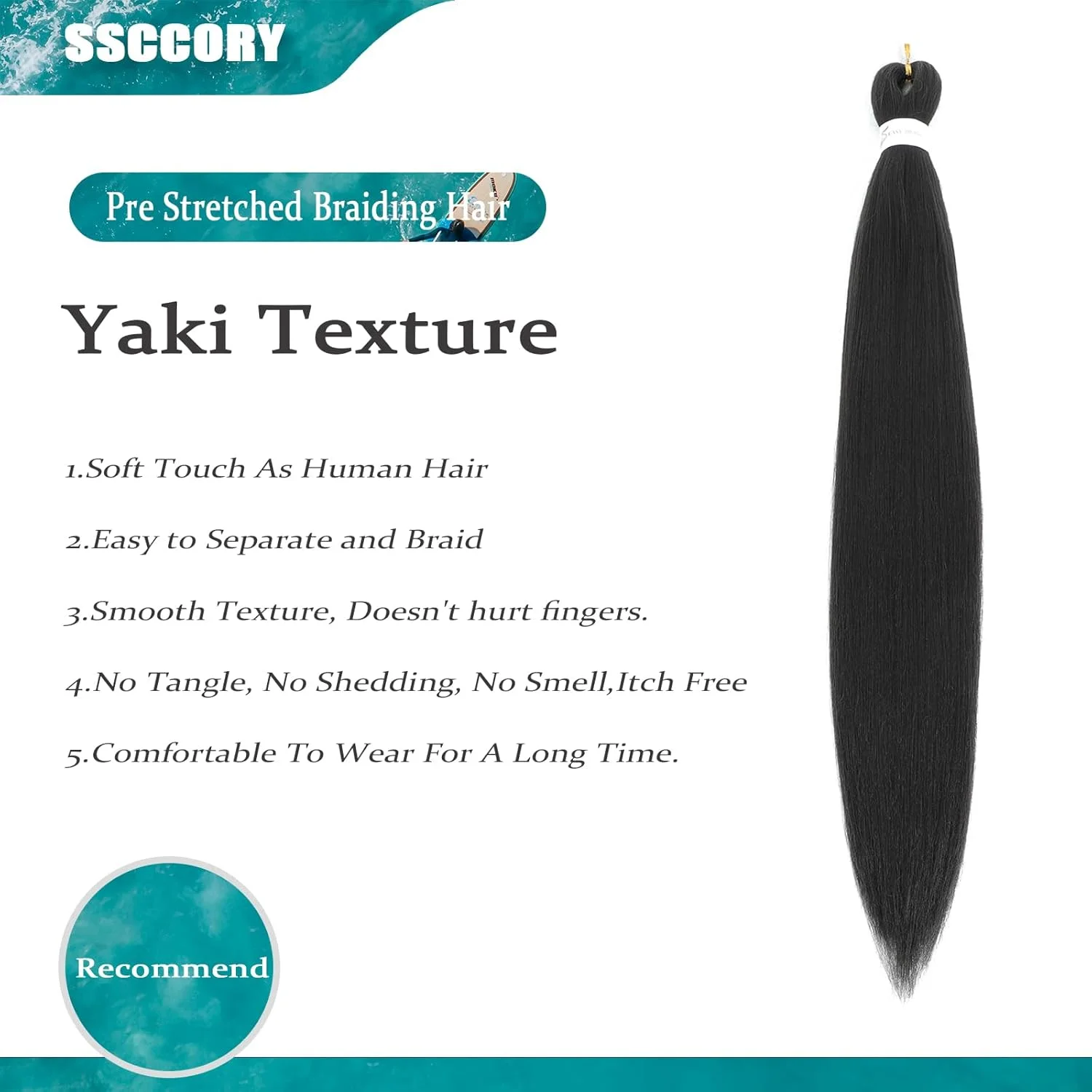 مو بافت آفریقایی از پیش کشیده شده 6 تکه 66 سانتی متری، مناسب برای حالت دادن حرفه ای با آب گرم، الیاف مصنوعی برای بافت موی کروشه، اکستنشن مو با بافت یاکی