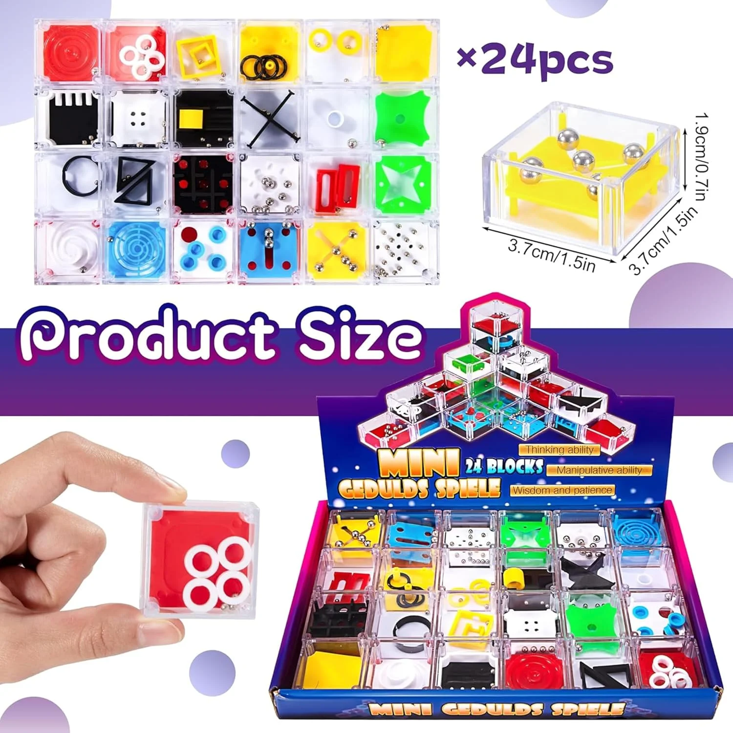 مجموعه 24 عددی پازل های مینی ماز AYEBIA برای کودکان و بزرگسالان | اسباب بازی های فکری و ضد استرس | مناسب برای هدیه، پر کردن کیسه های مهمانی، اسباب بازی های مسافرتی، بازی حسی اوتیسم، پازل مکعبی برای کاهش استرس مجموعه 24 عددی پازل های مینی ماز AYEBIA برای کودکان و بزرگسالان | اسباب بازی های فکری و ضد استرس | مناسب برای هدیه، پر کردن کیسه های مهمانی، اسباب بازی های مسافرتی، بازی حسی اوتیسم، پازل مکعبی برای کاهش استرس