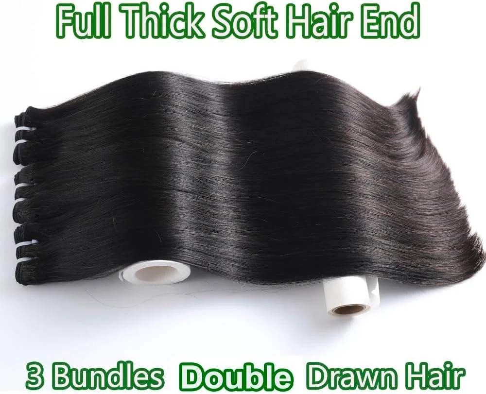 دسته موی طبیعی ویتنامی خام، موی صاف 40، 45 و 50 سانتی‌متری، سه برابر عمر بیشتر نسبت به موی ورجین معمولی، دسته‌های موی صاف ویتنامی خام فرآوری نشده 16A، اکستنشن موی طبیعی با بافت سریع