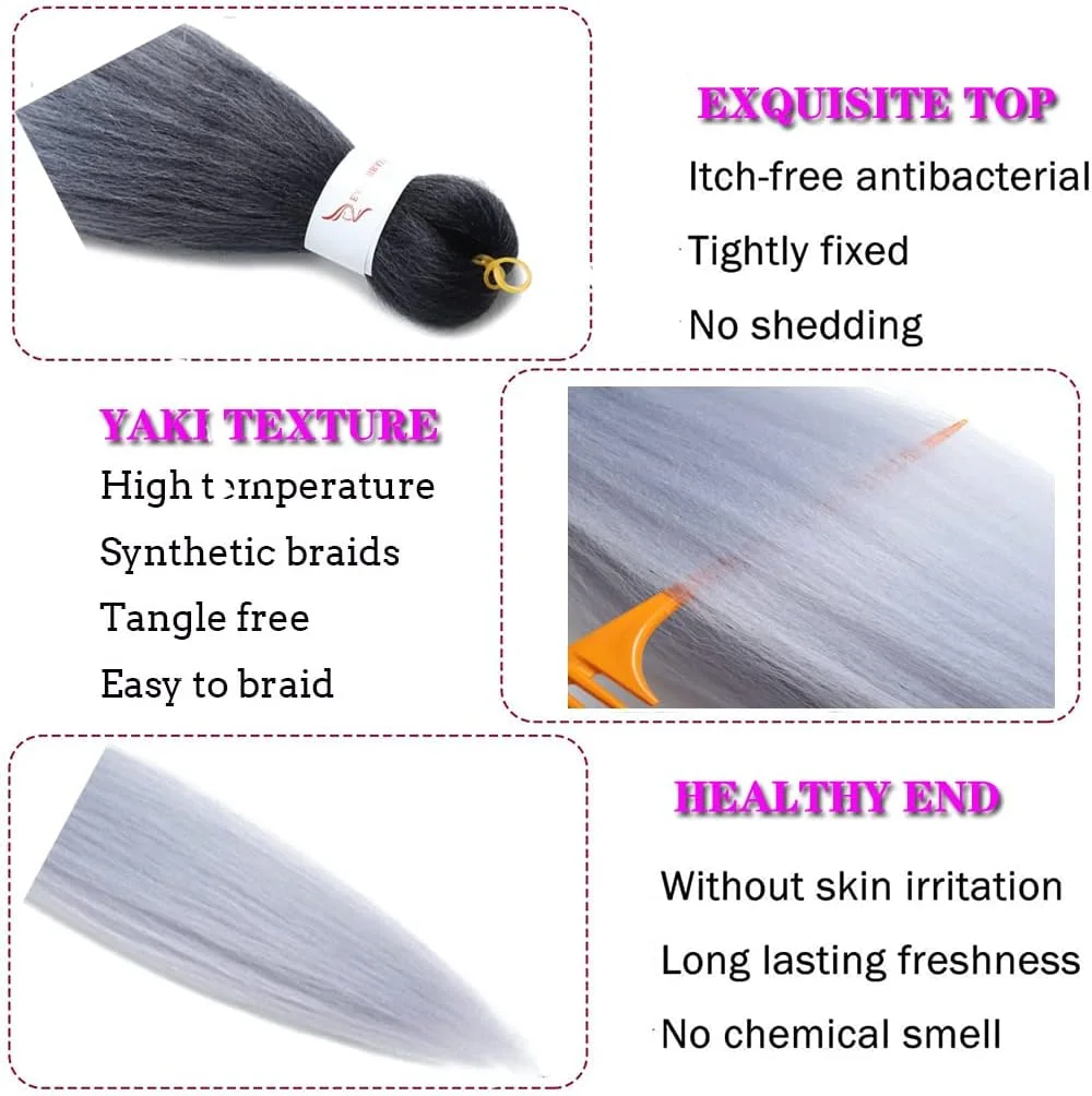 اکستنشن مو بافتنی از قبل کشیده شده یوکاها 30 اینچ 6 بسته موهای بافتنی حرفه ای بلند بافت پیچشی قلاب بافی الیاف مصنوعی با دمای بالا با بافت یاکی (30 اینچ، خاکستری نقره ای مشکی) اکستنشن مو بافتنی از قبل کشیده شده یوکاها 30 اینچ 6 بسته موهای بافتنی حرفه ای بلند بافت پیچشی قلاب بافی الیاف مصنوعی با دمای بالا با بافت یاکی (30 اینچ، خاکستری نقره ای مشکی)