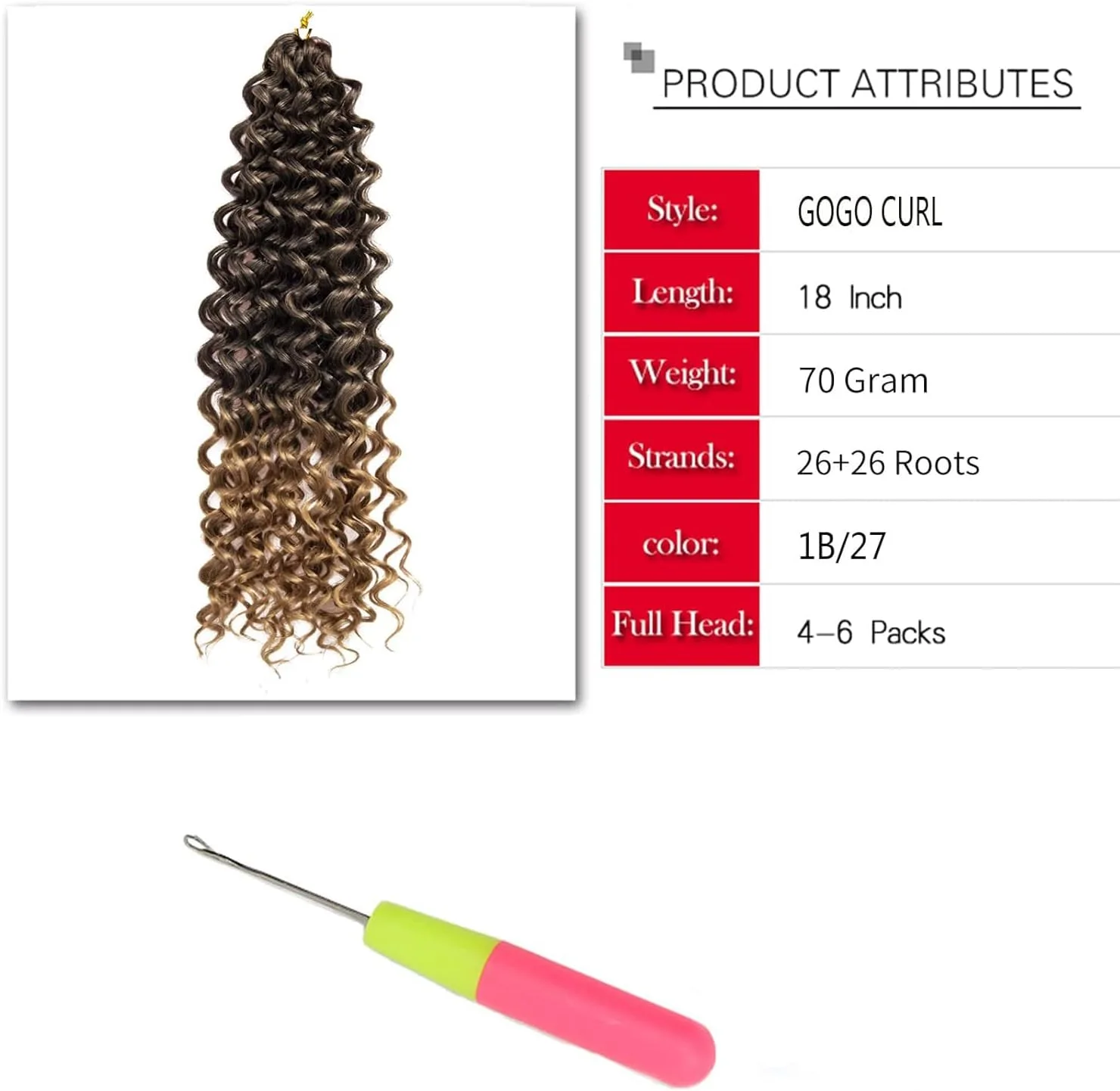 موهای بافت کروشه فر YXCHERISHAIR، 8 بسته موی کروشه GoGo Curl برای زنان، موی بافت موج عمیق، موی بافت کروشه بوهمی مصنوعی، اکستنشن موی کروشه موج دار (18 اینچ، 1B/27)