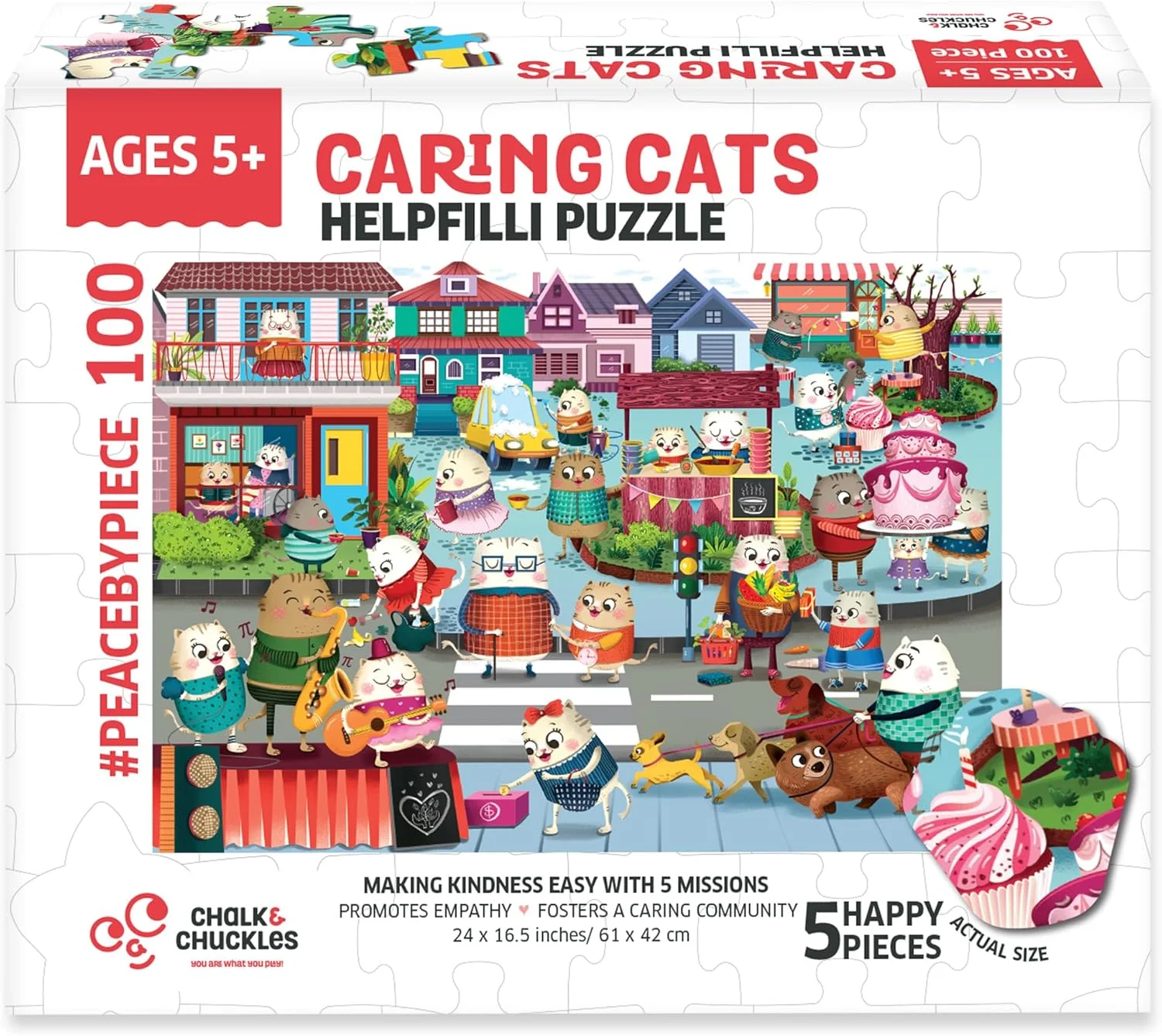 پازل 100 تکه Chalk and Chuckles Helpfilli، بازی برای کودکان 5، 6، 7، 8 و 9 ساله، پازل ارهای با ماموریتهای مهربانی واقعی، اسباببازی آموزشی و هدیه برای پسران، دختران و دوستداران گربه پازل 100 تکه Chalk and Chuckles Helpfilli، بازی برای کودکان 5، 6، 7، 8 و 9 ساله، پازل ارهای با ماموریتهای مهربانی واقعی، اسباببازی آموزشی و هدیه برای پسران، دختران و دوستداران گربه