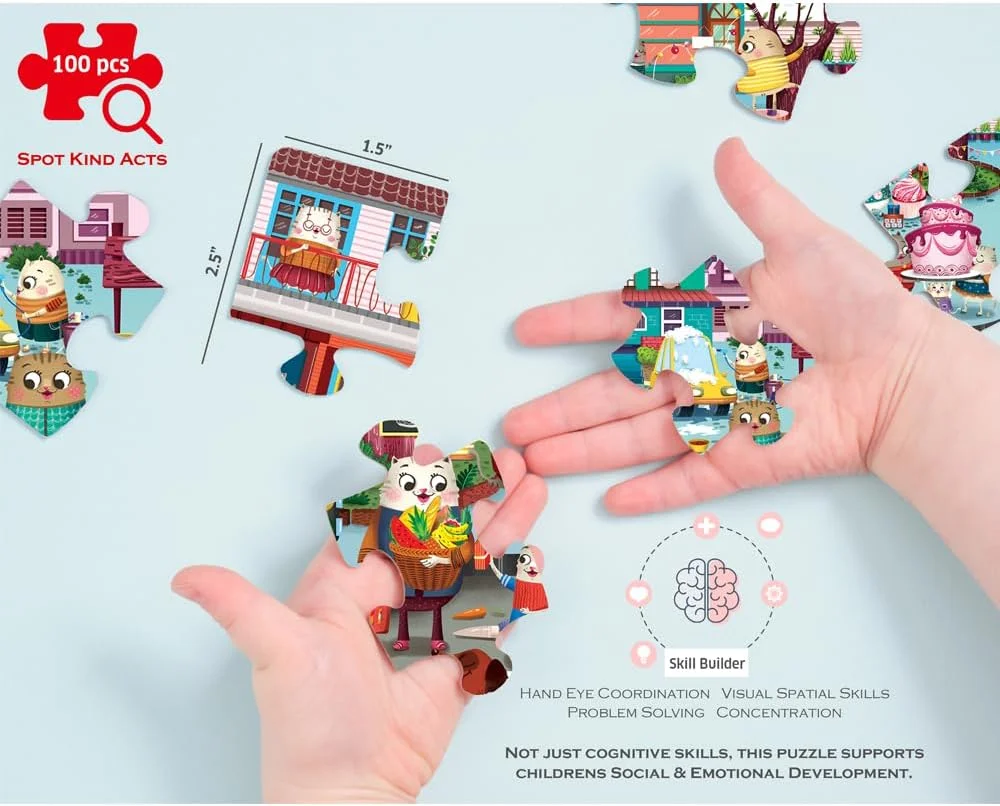 پازل 100 تکه Chalk and Chuckles Helpfilli، بازی برای کودکان 5، 6، 7، 8 و 9 ساله، پازل ارهای با ماموریتهای مهربانی واقعی، اسباببازی آموزشی و هدیه برای پسران، دختران و دوستداران گربه پازل 100 تکه Chalk and Chuckles Helpfilli، بازی برای کودکان 5، 6، 7، 8 و 9 ساله، پازل ارهای با ماموریتهای مهربانی واقعی، اسباببازی آموزشی و هدیه برای پسران، دختران و دوستداران گربه