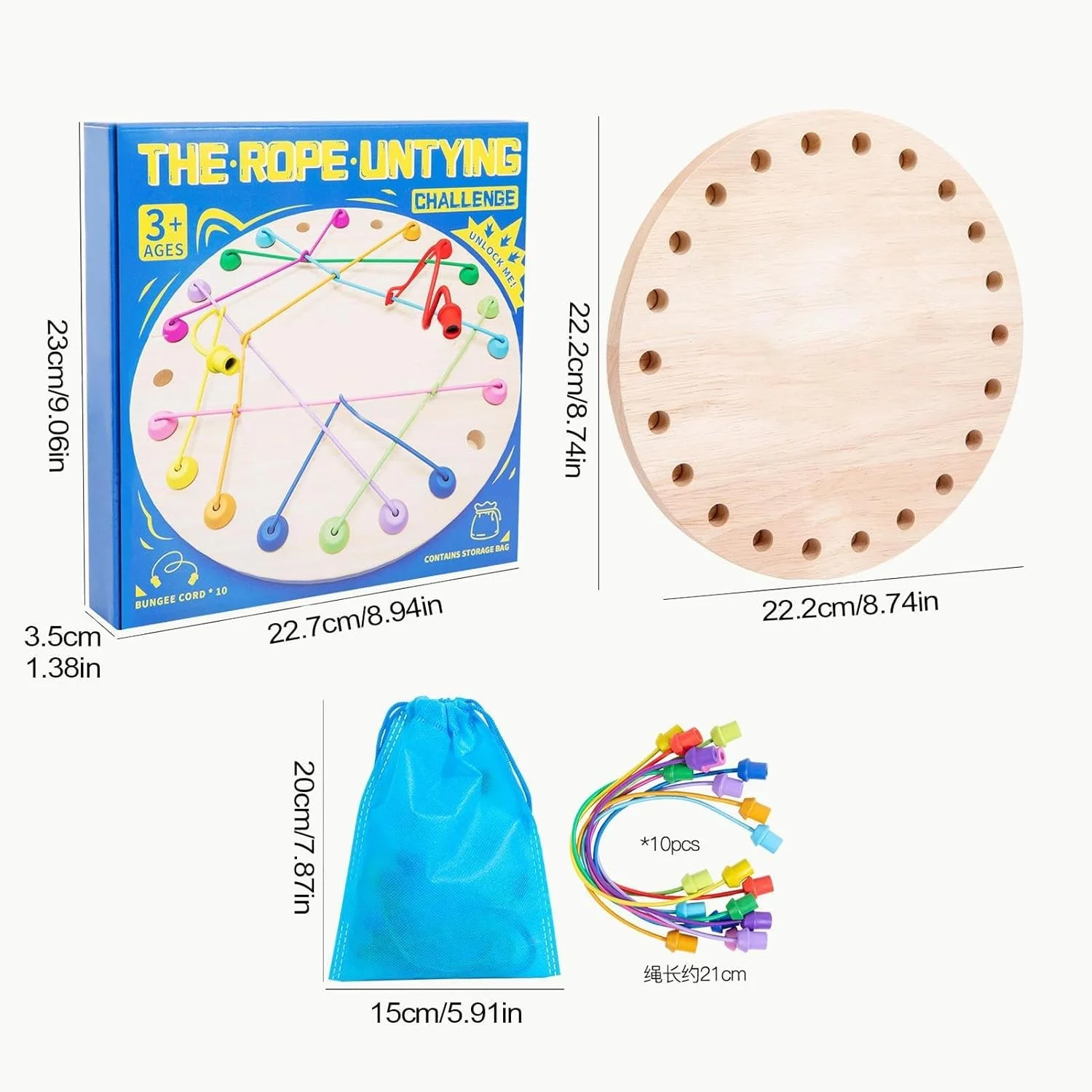 بازی پازل طناب، اسباب بازی چالش گره گشایی، 8.74 اینچ، فعالیت تخته استراتژی، سازنده مهارت بندبازی آموزشی، معمای فکری برای کودکان، بزرگسالان و خانواده ها، سرگرمی تعاملی برای تمام سنین