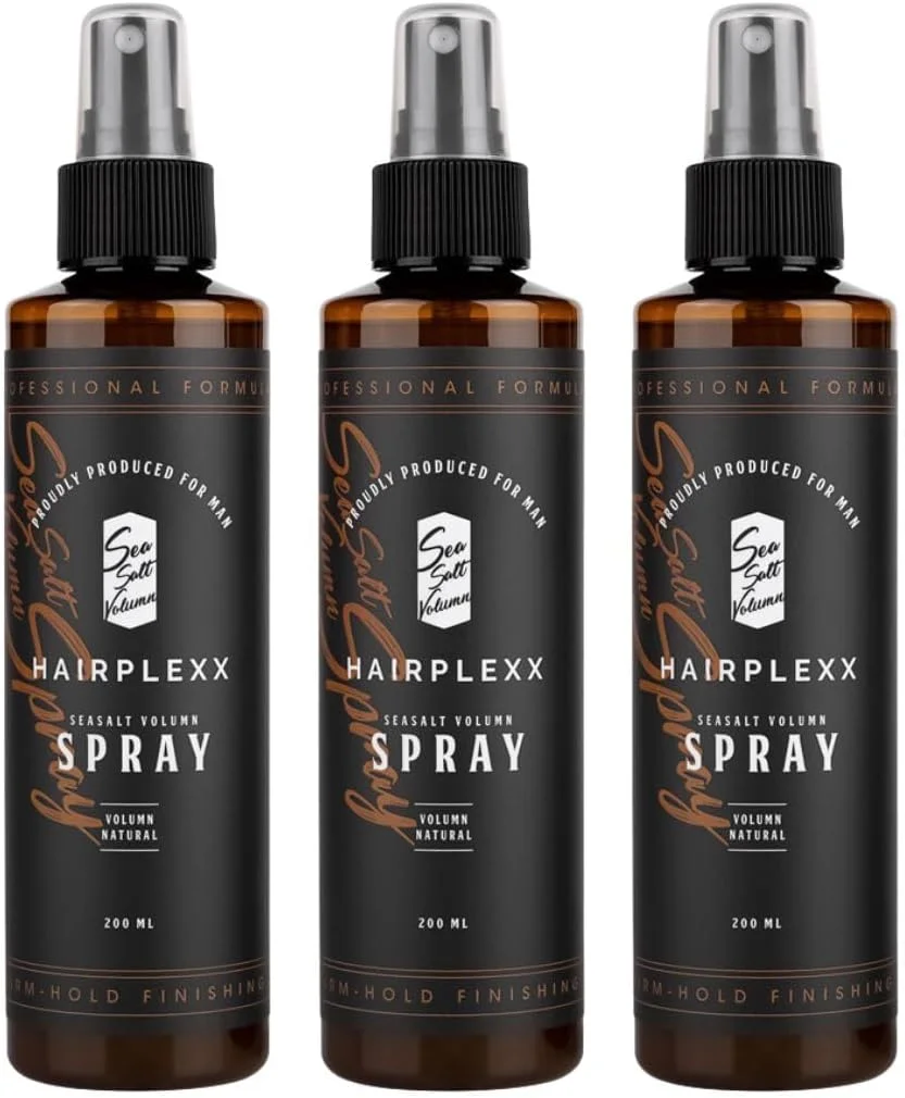 اسپری موی حجم دهنده نمک دریایی Aurane Hairplexx برای مردان - برای ایجاد ظاهری طبیعی، ضخیم و حجیم با پوشش مات و نگهداری ملایم، بدون پارابن 200 میلی لیتر (بسته 3 عددی)