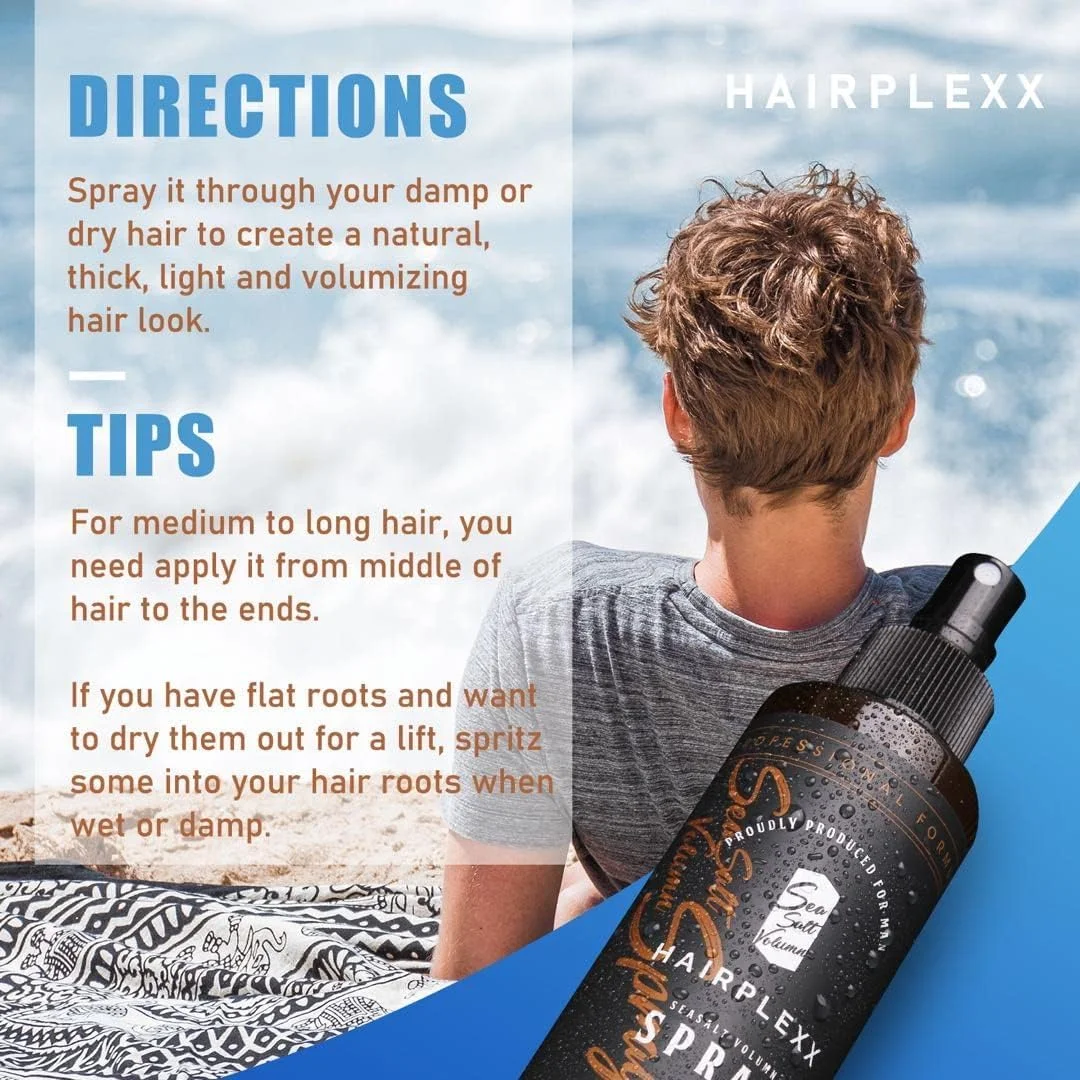 اسپری موی حجم دهنده نمک دریایی Aurane Hairplexx برای مردان - برای ایجاد ظاهری طبیعی، ضخیم و حجیم با پوشش مات و نگهداری ملایم، بدون پارابن 200 میلی لیتر (بسته 3 عددی)